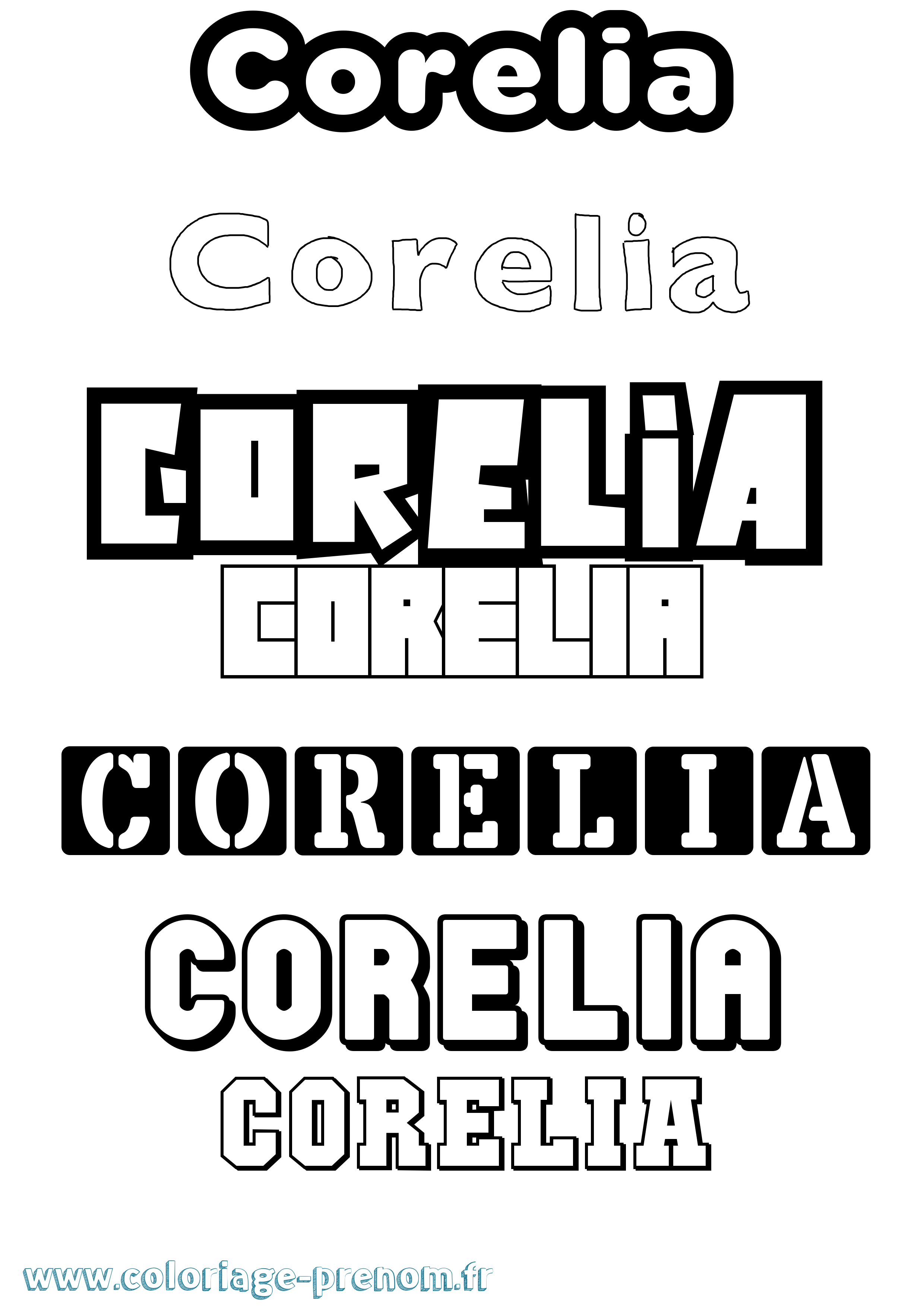 Coloriage prénom Corelia Simple