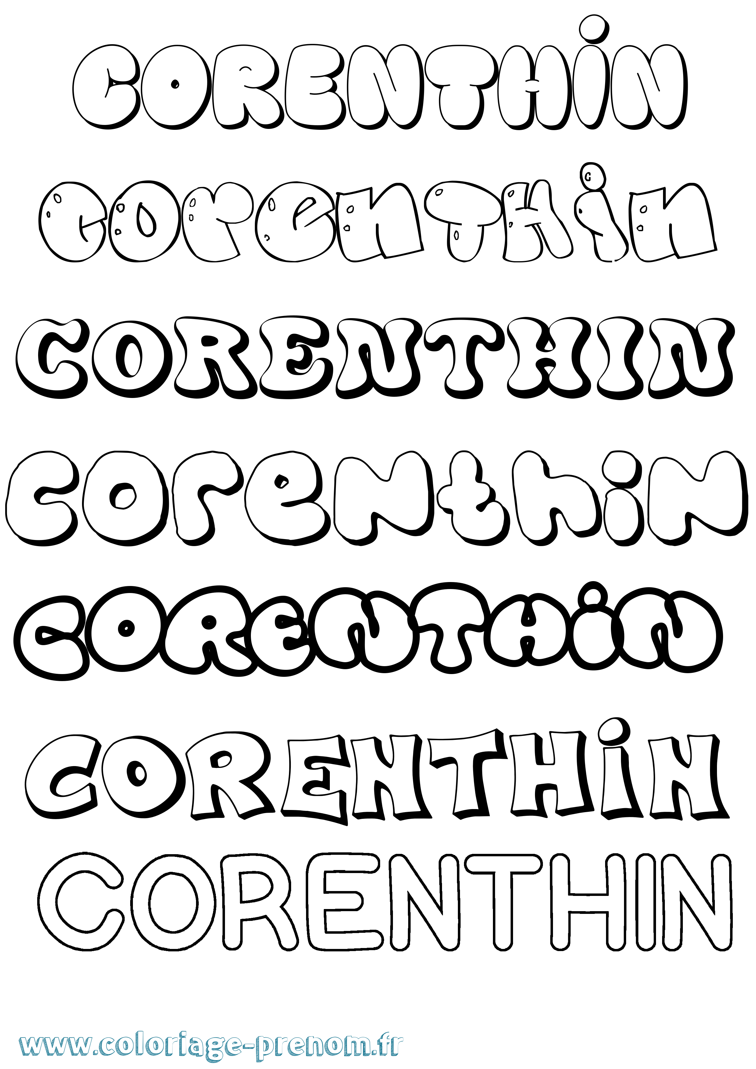 Coloriage Corenthin Bubble Coloriage prénom Corenthin Bubble
