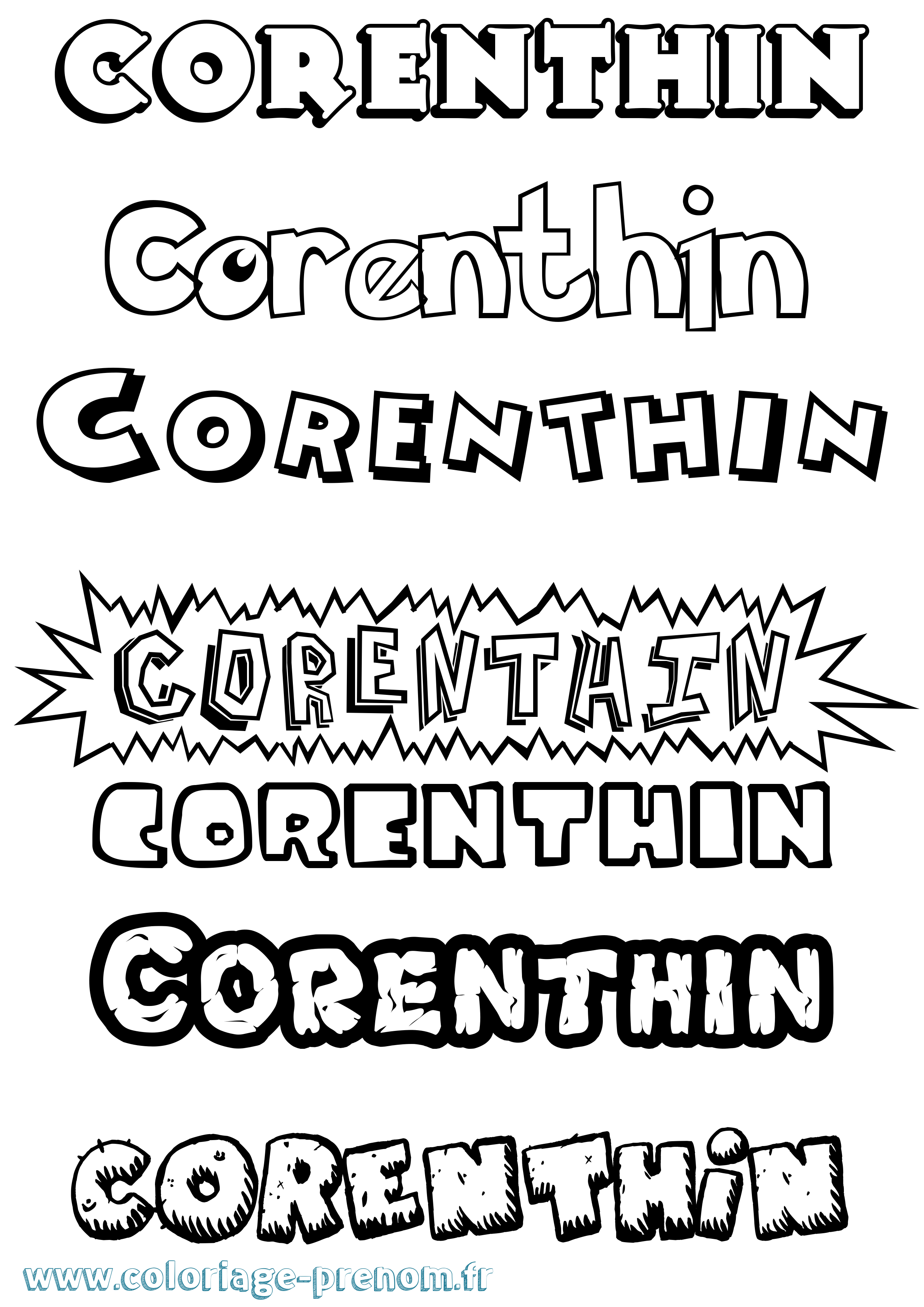 Coloriage Corenthin Dessin Animé Coloriage prénom Corenthin Dessin Animé