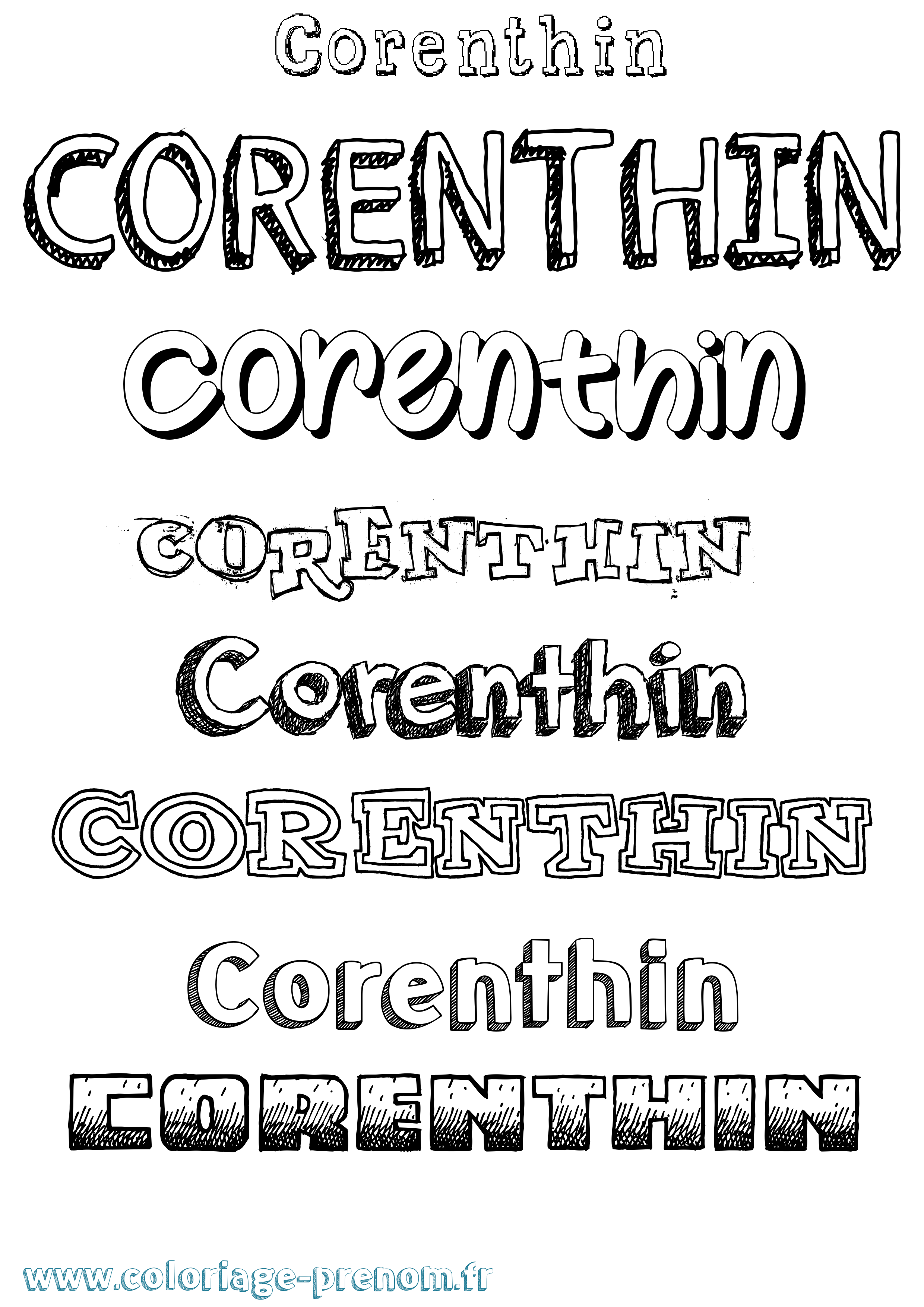 Coloriage Corenthin Dessiné Coloriage prénom Corenthin Dessiné