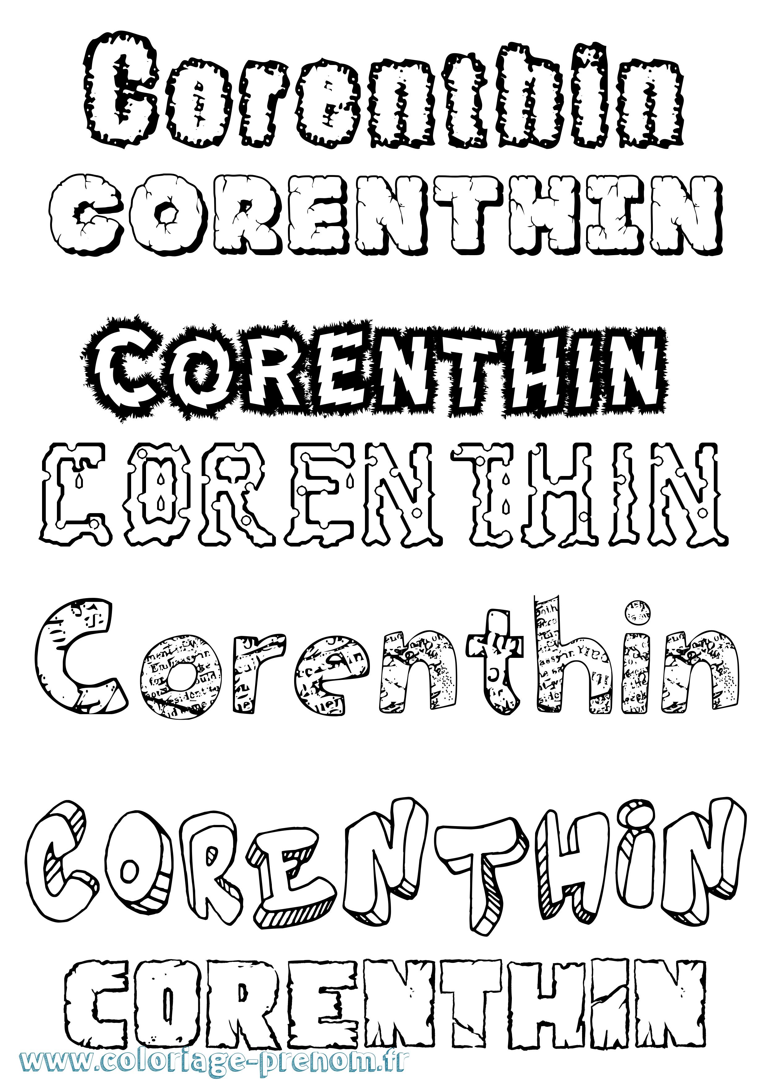 Coloriage prénom Corenthin Destructuré