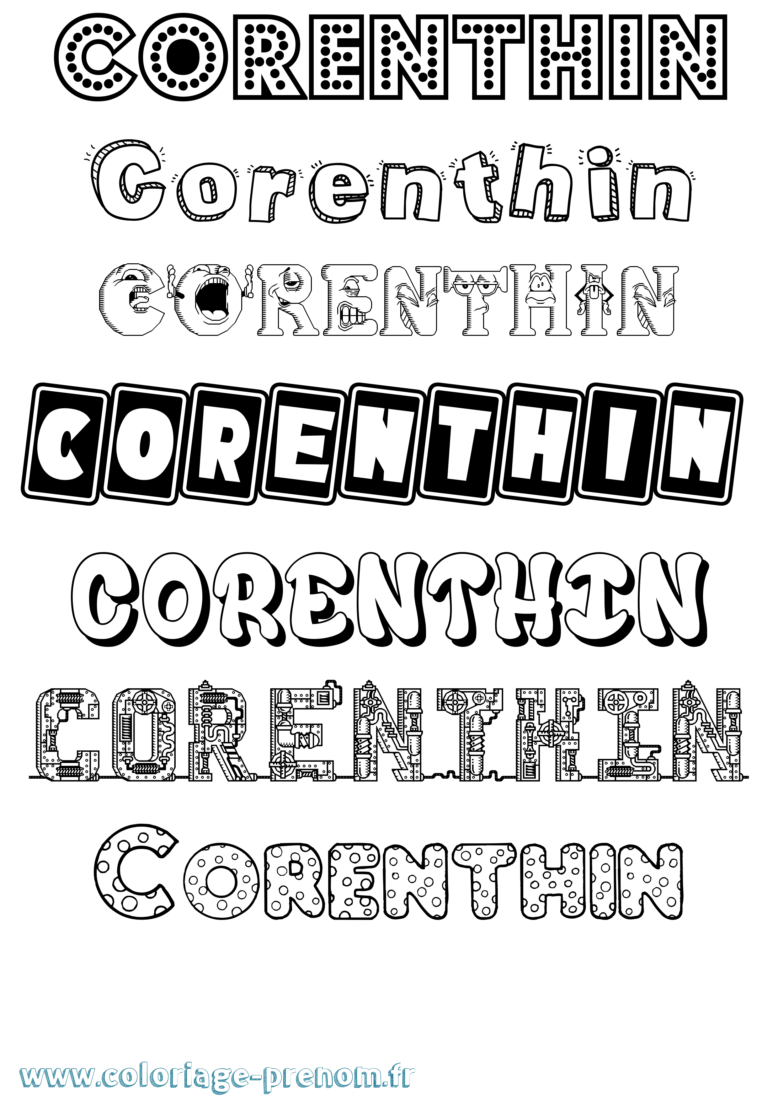 Coloriage prénom Corenthin Fun