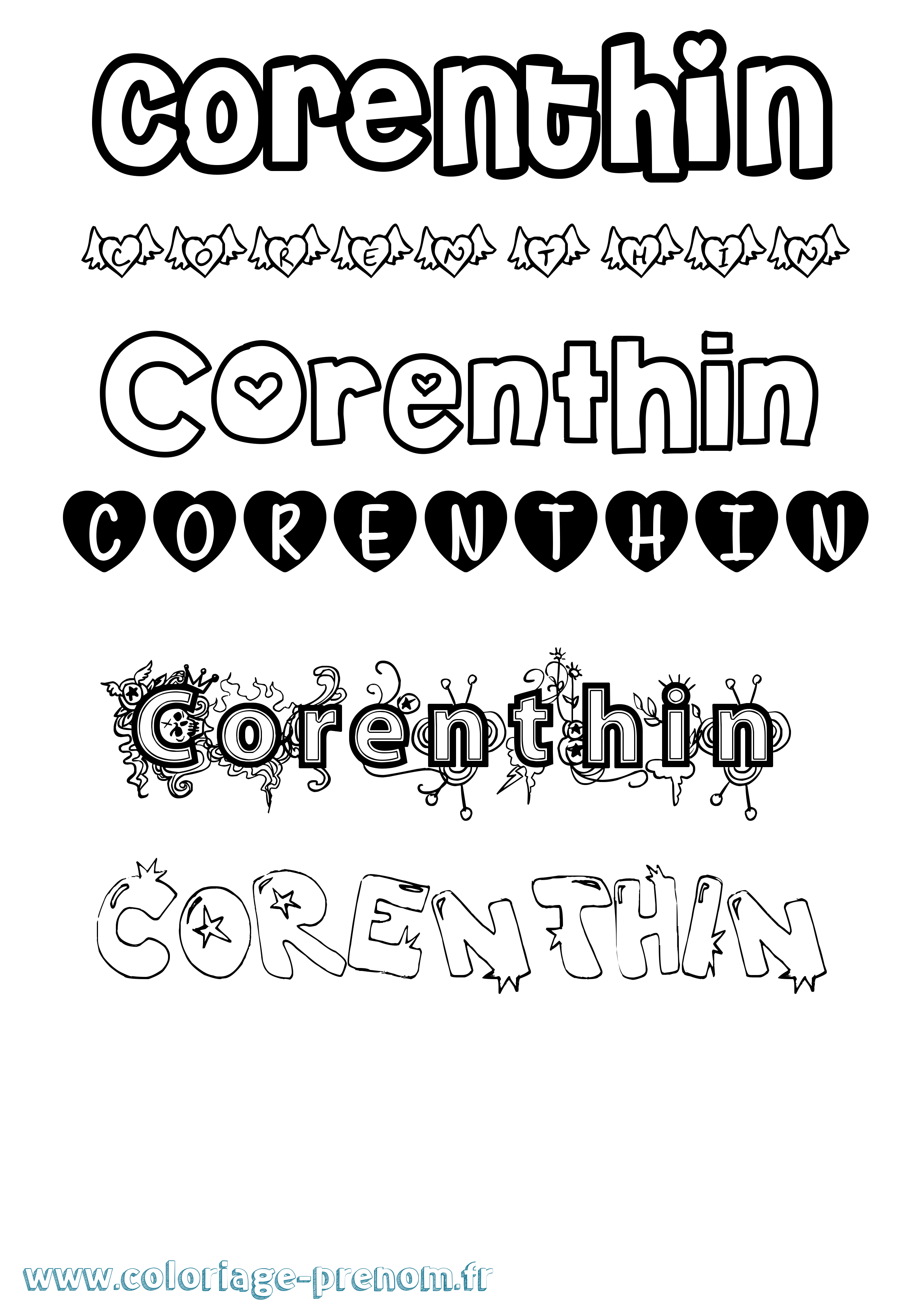Coloriage Corenthin Girly Coloriage prénom Corenthin Girly