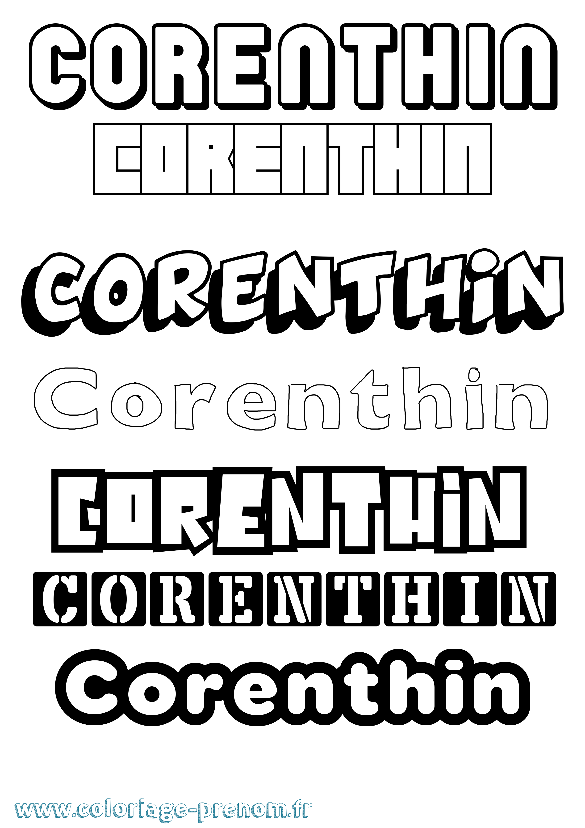 Coloriage prénom Corenthin Simple