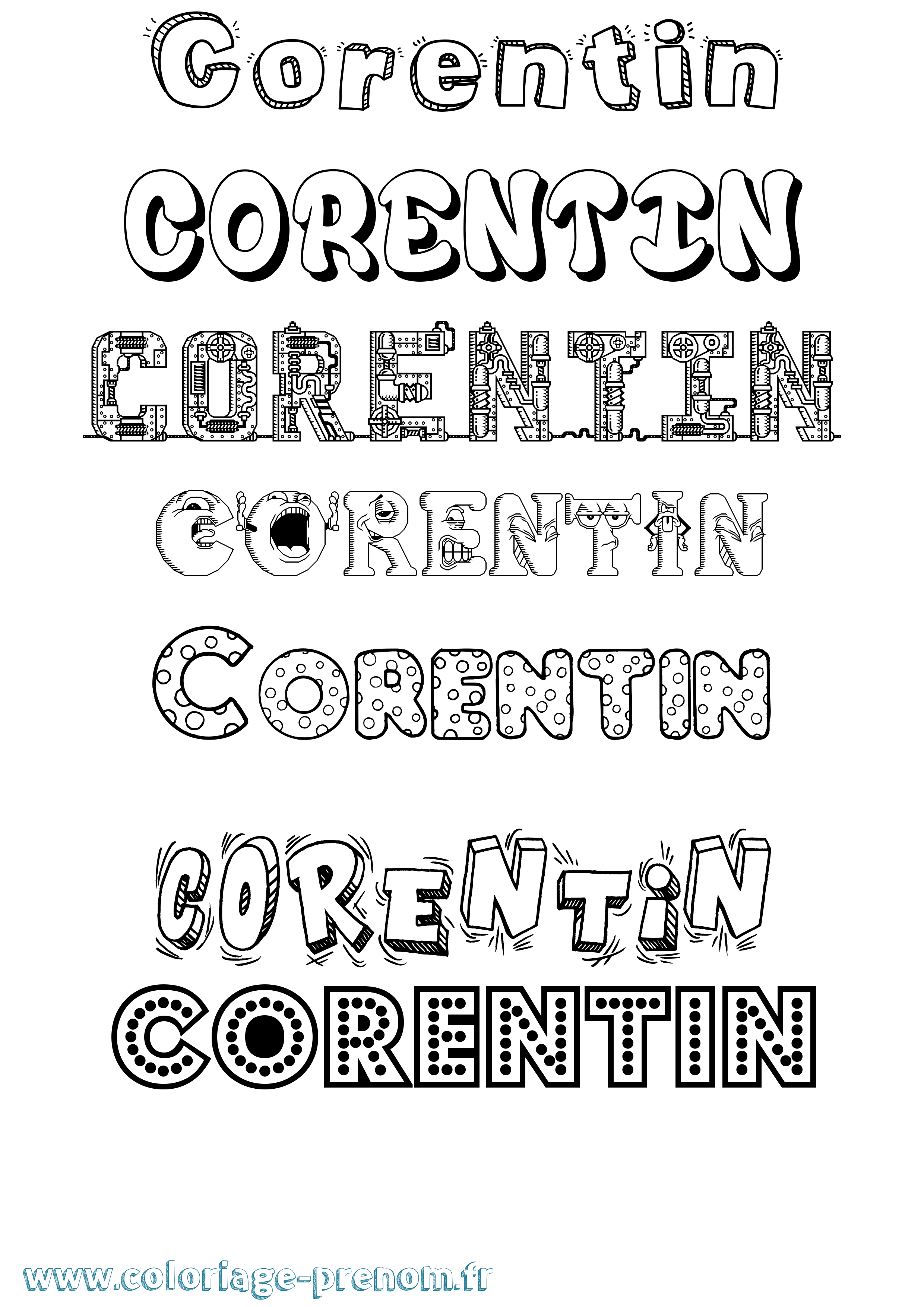 Coloriage Corentin Coloriage prénom Corentin