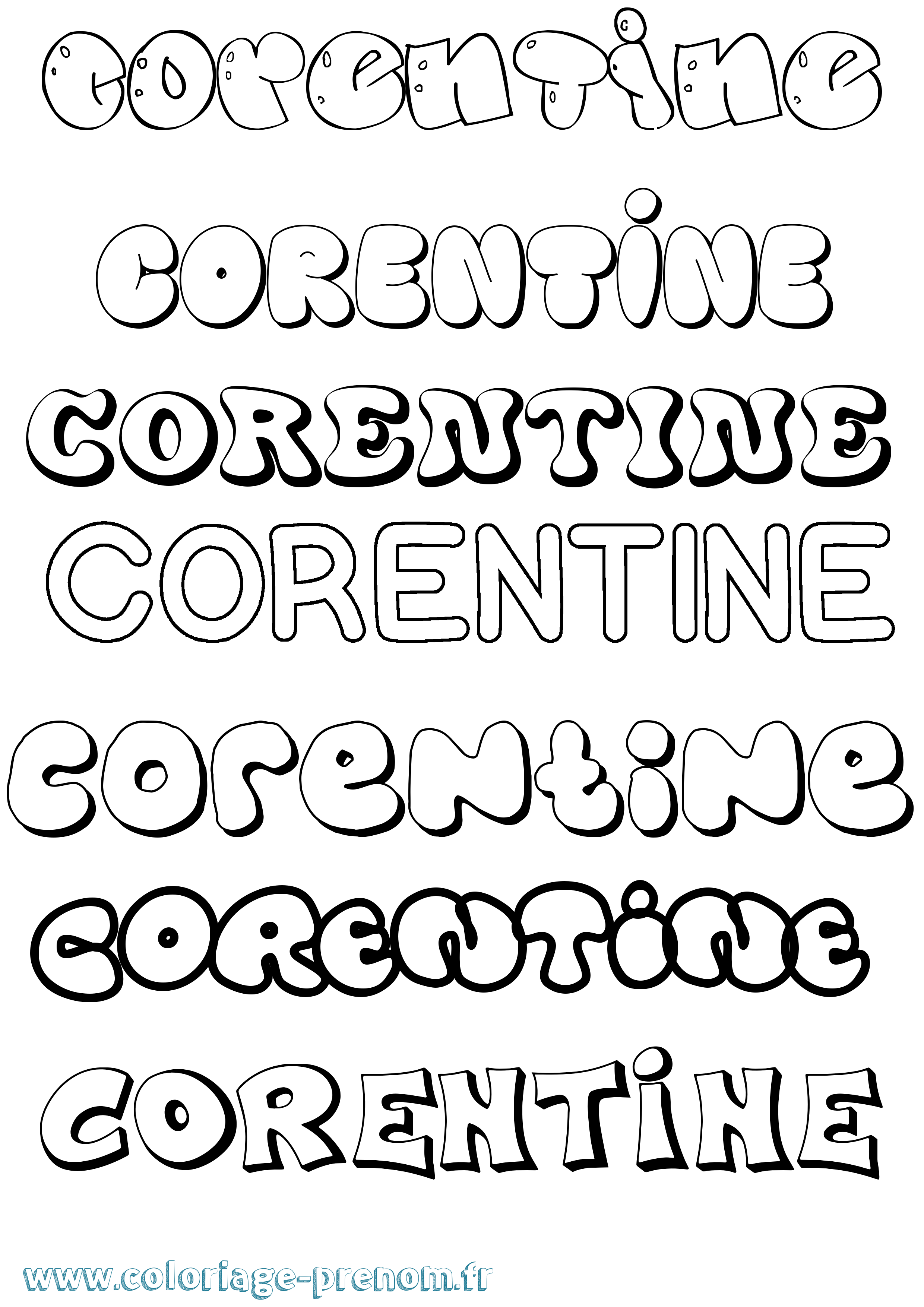 Coloriage prénom Corentine Bubble