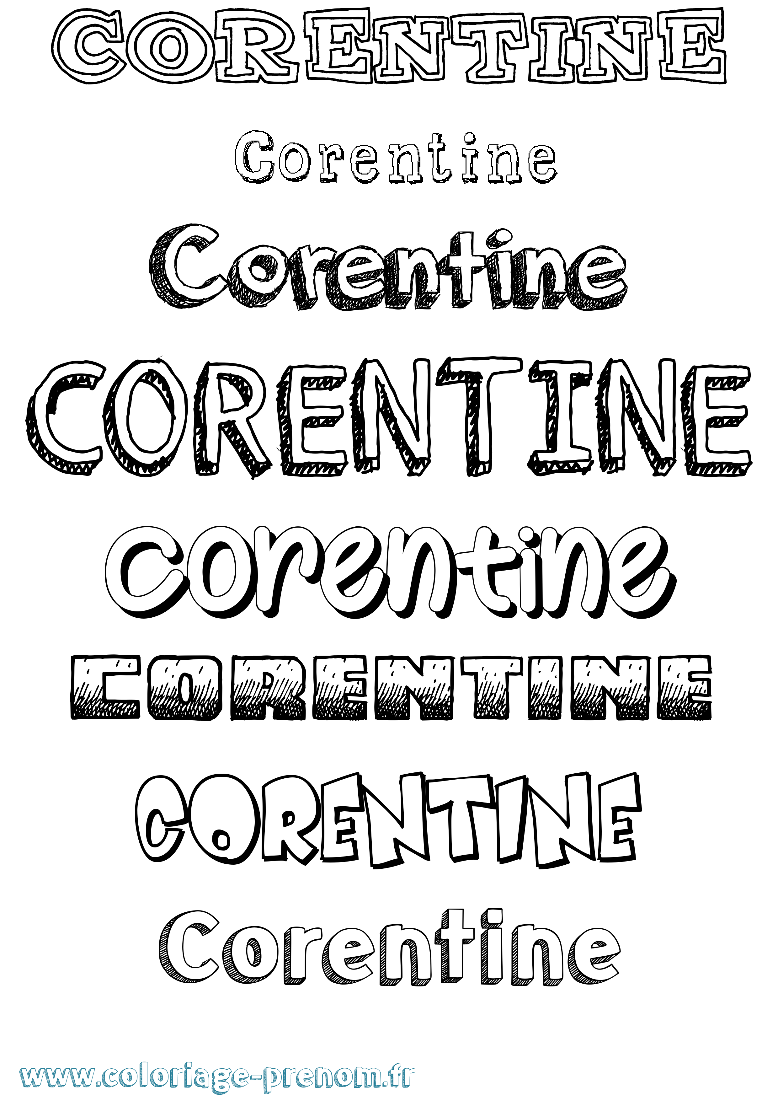 Coloriage prénom Corentine Dessiné