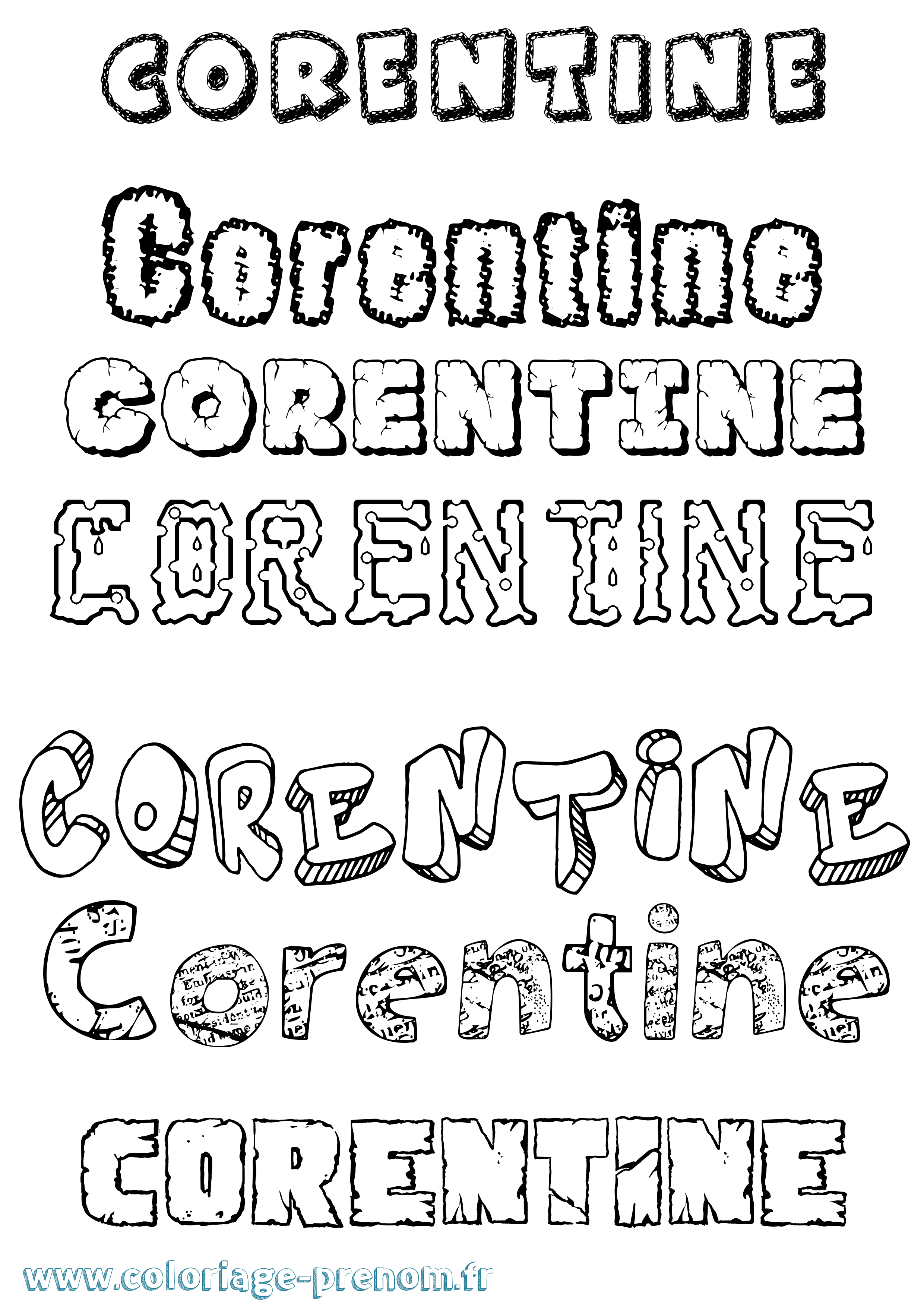 Coloriage prénom Corentine Destructuré