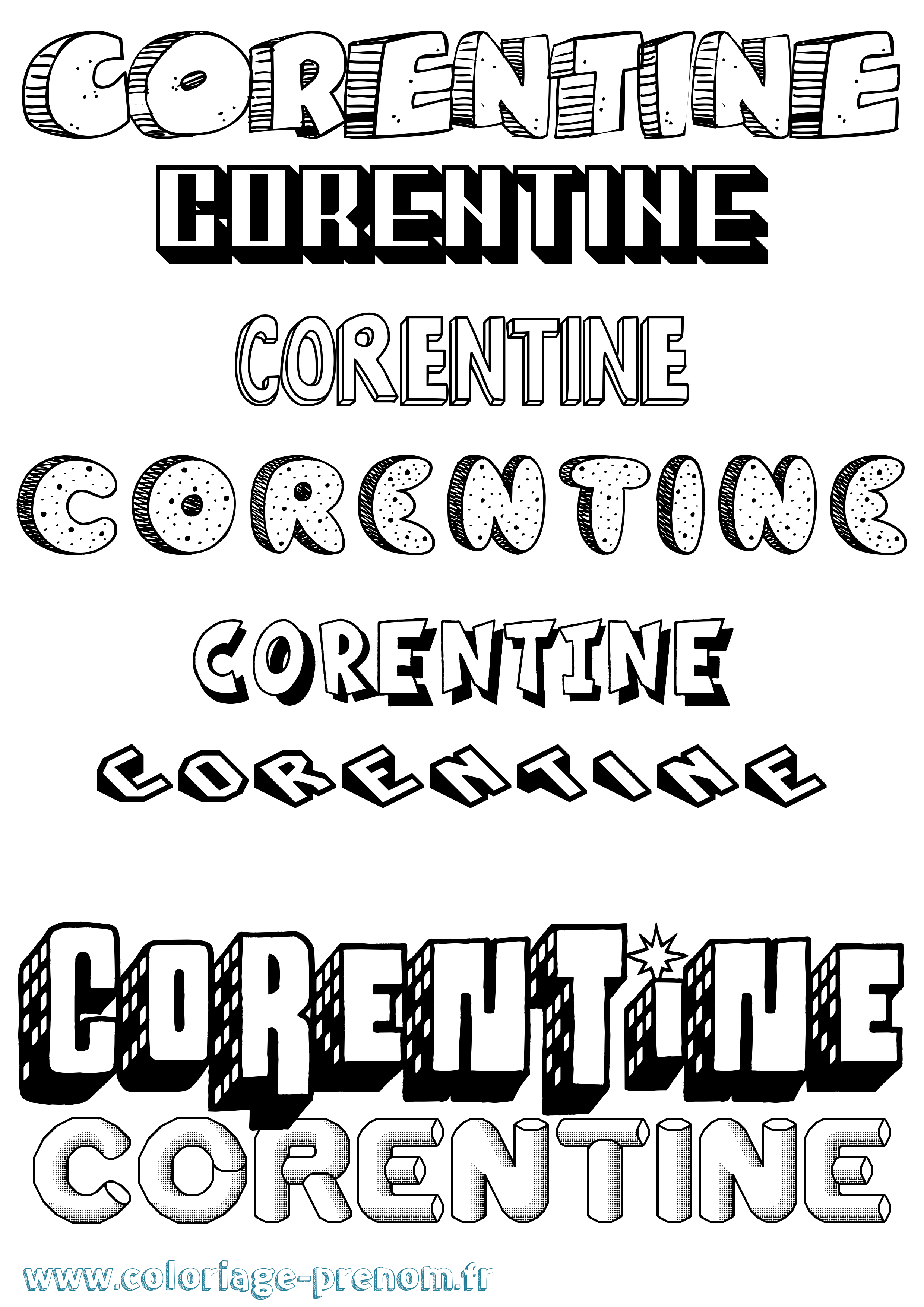 Coloriage prénom Corentine Effet 3D