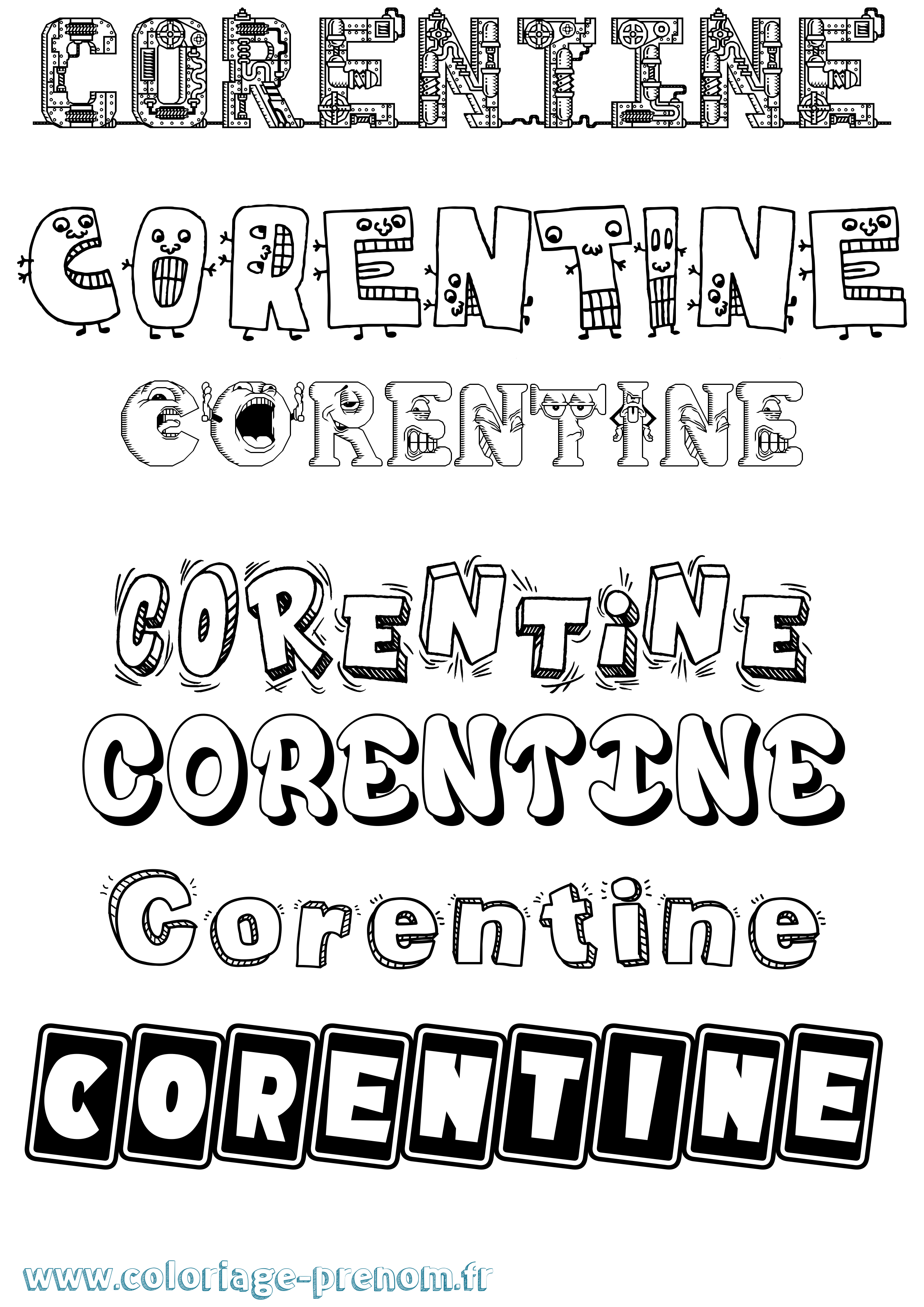 Coloriage prénom Corentine Fun