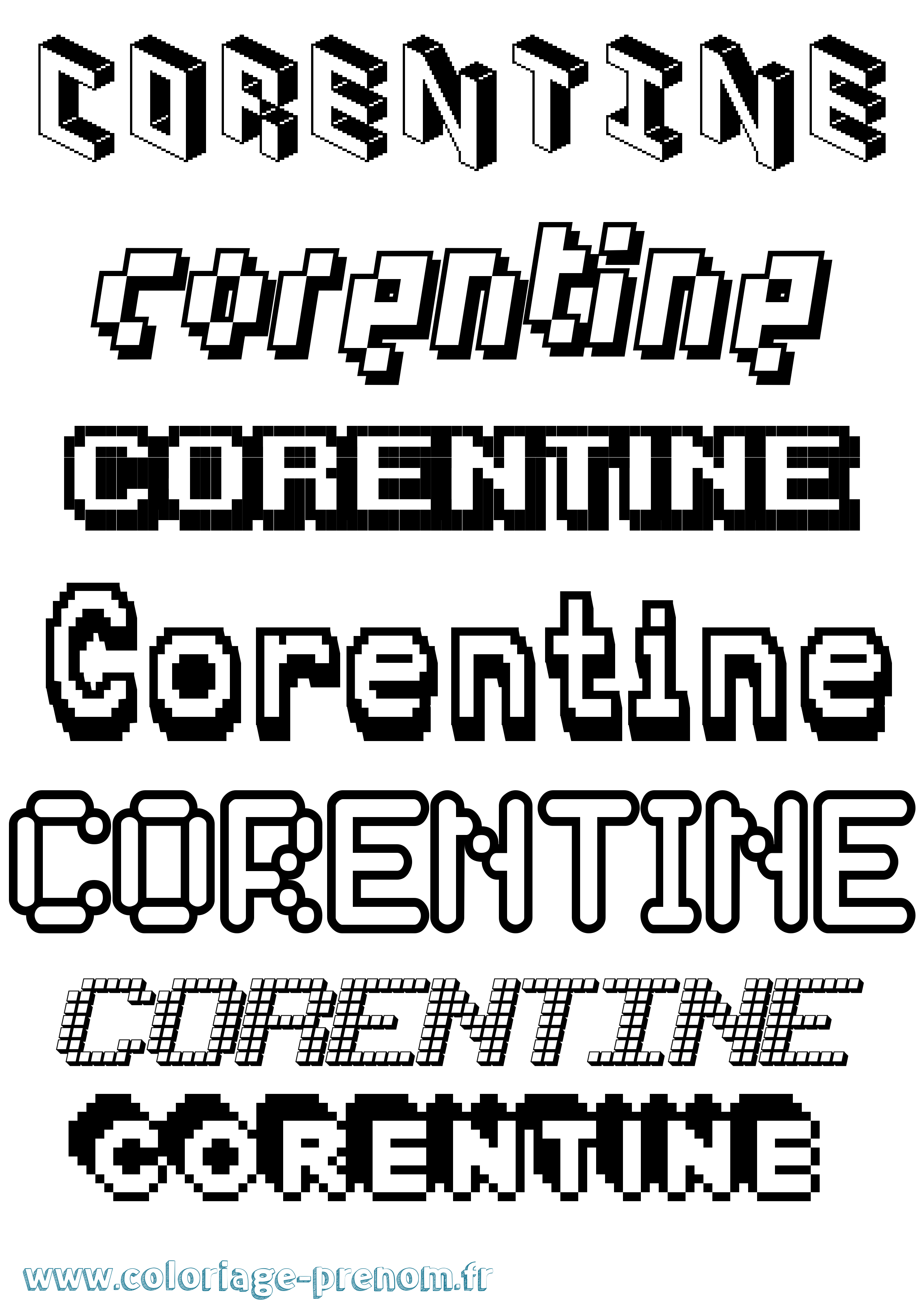 Coloriage prénom Corentine Pixel