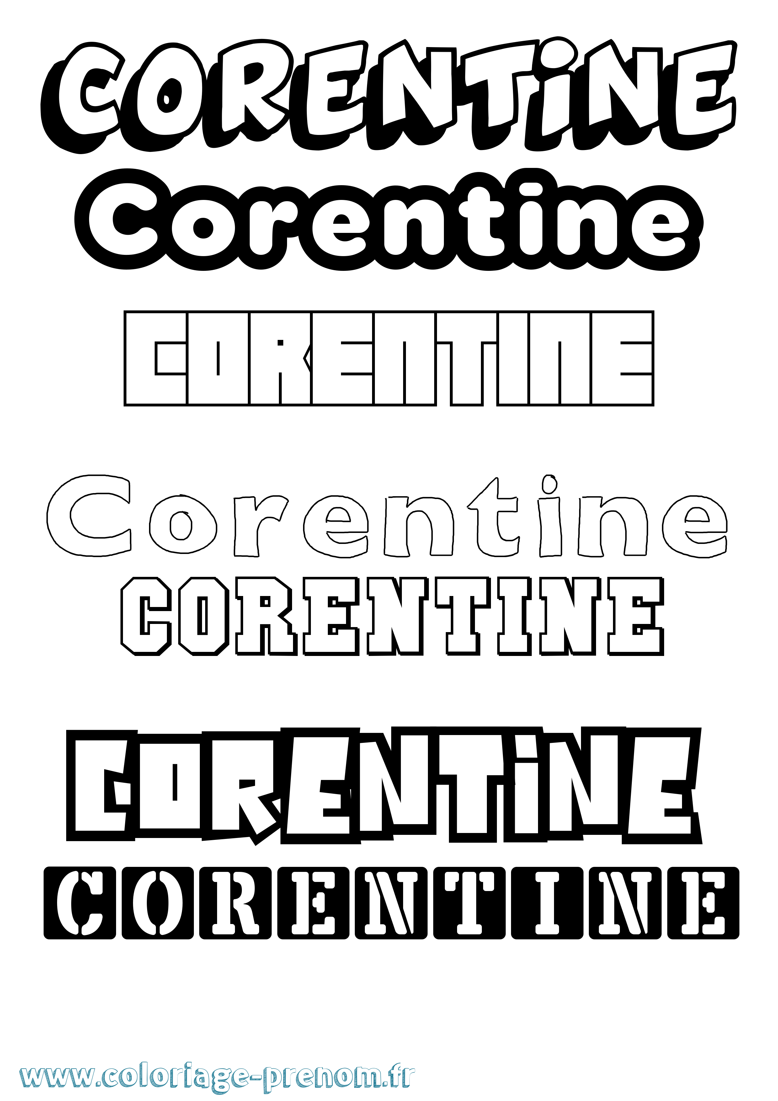 Coloriage prénom Corentine Simple