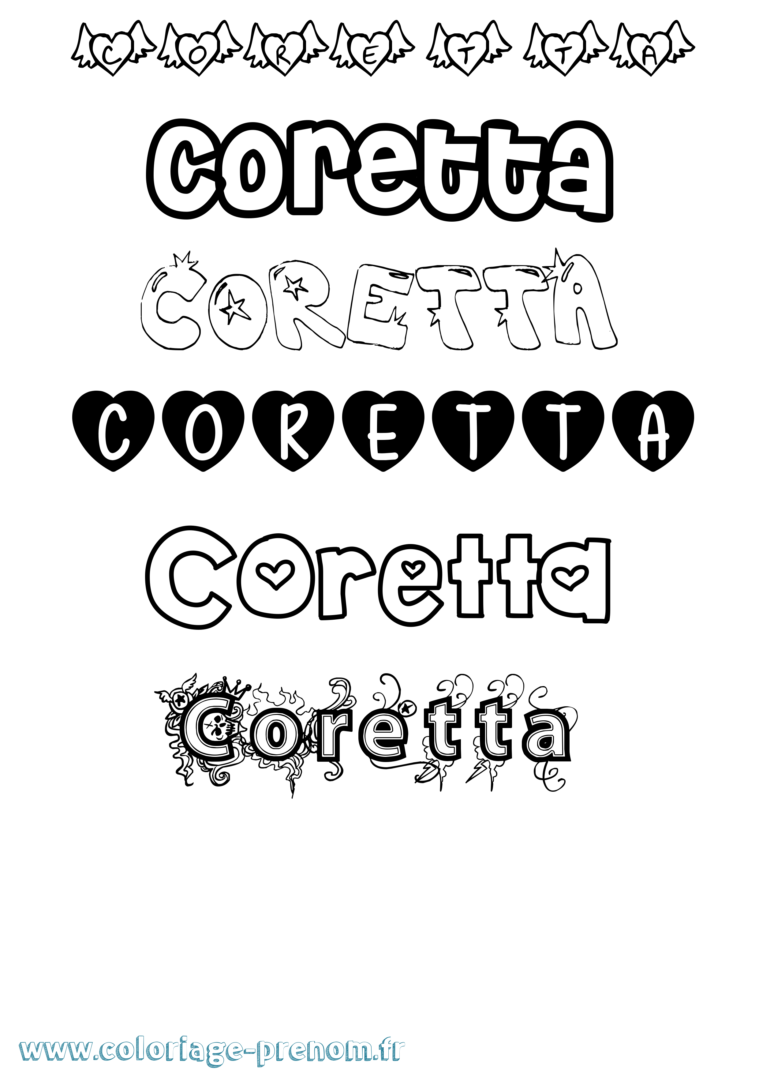 Coloriage prénom Coretta Girly