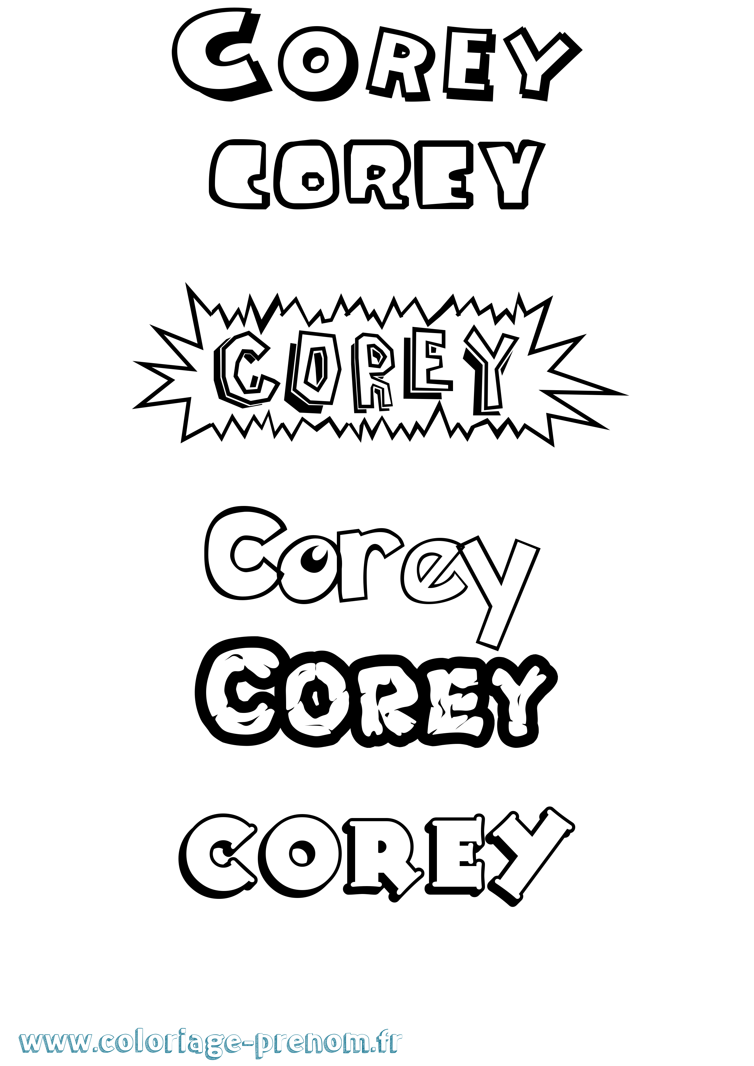 Coloriage Corey Dessin Animé Coloriage prénom Corey Dessin Animé