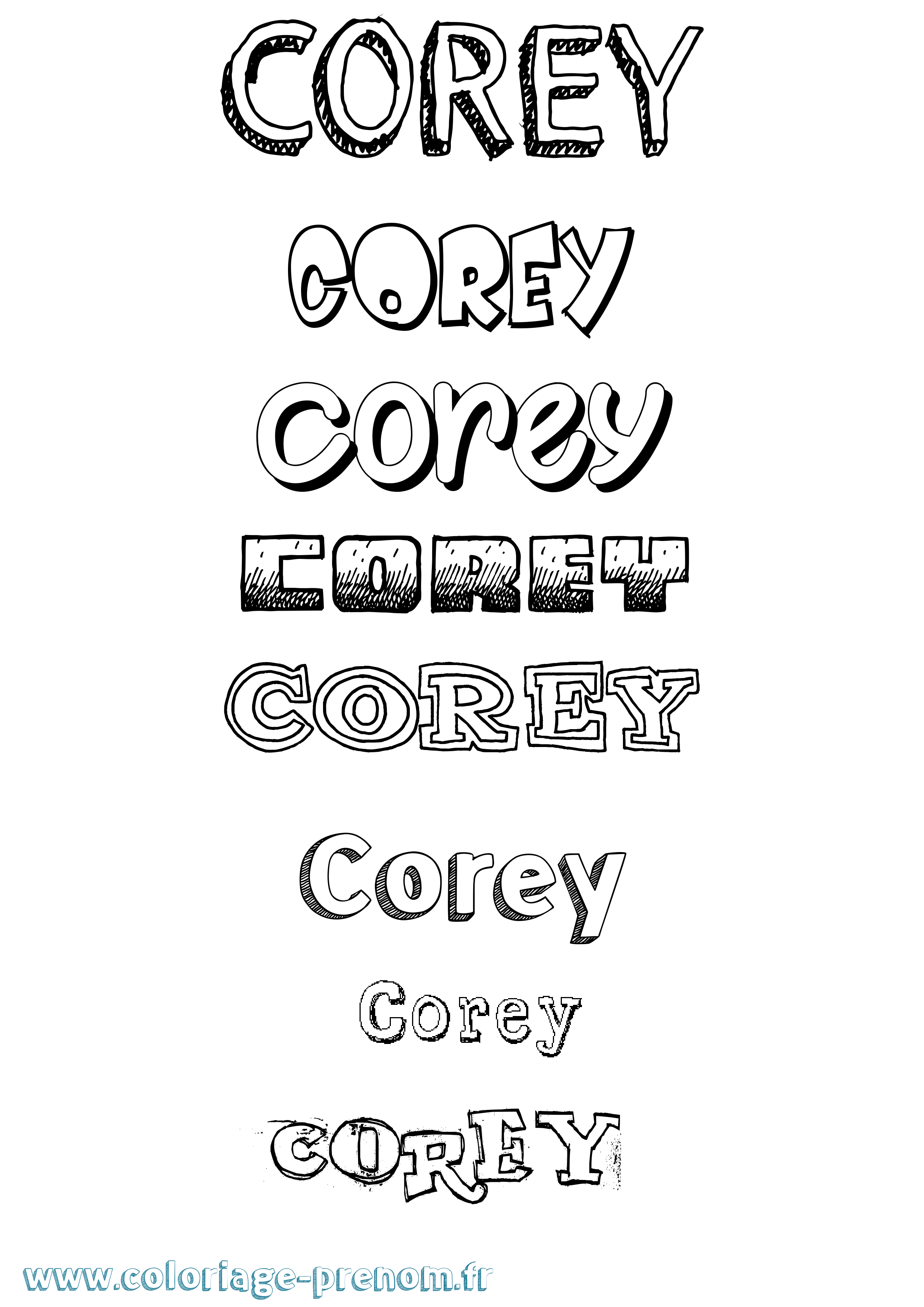 Coloriage Corey Dessiné Coloriage prénom Corey Dessiné