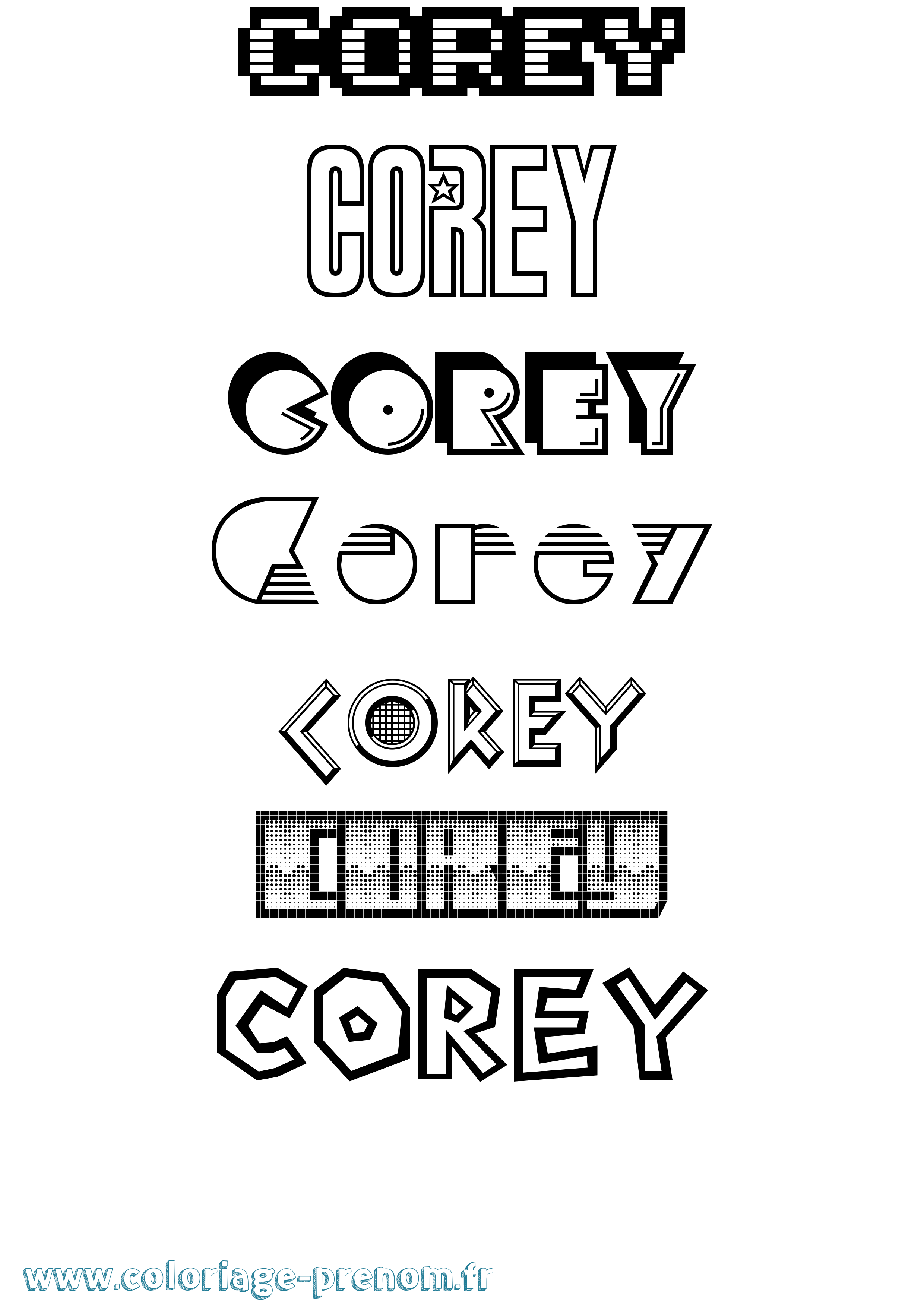 Coloriage Corey Jeux Vidéos Coloriage prénom Corey Jeux Vidéos