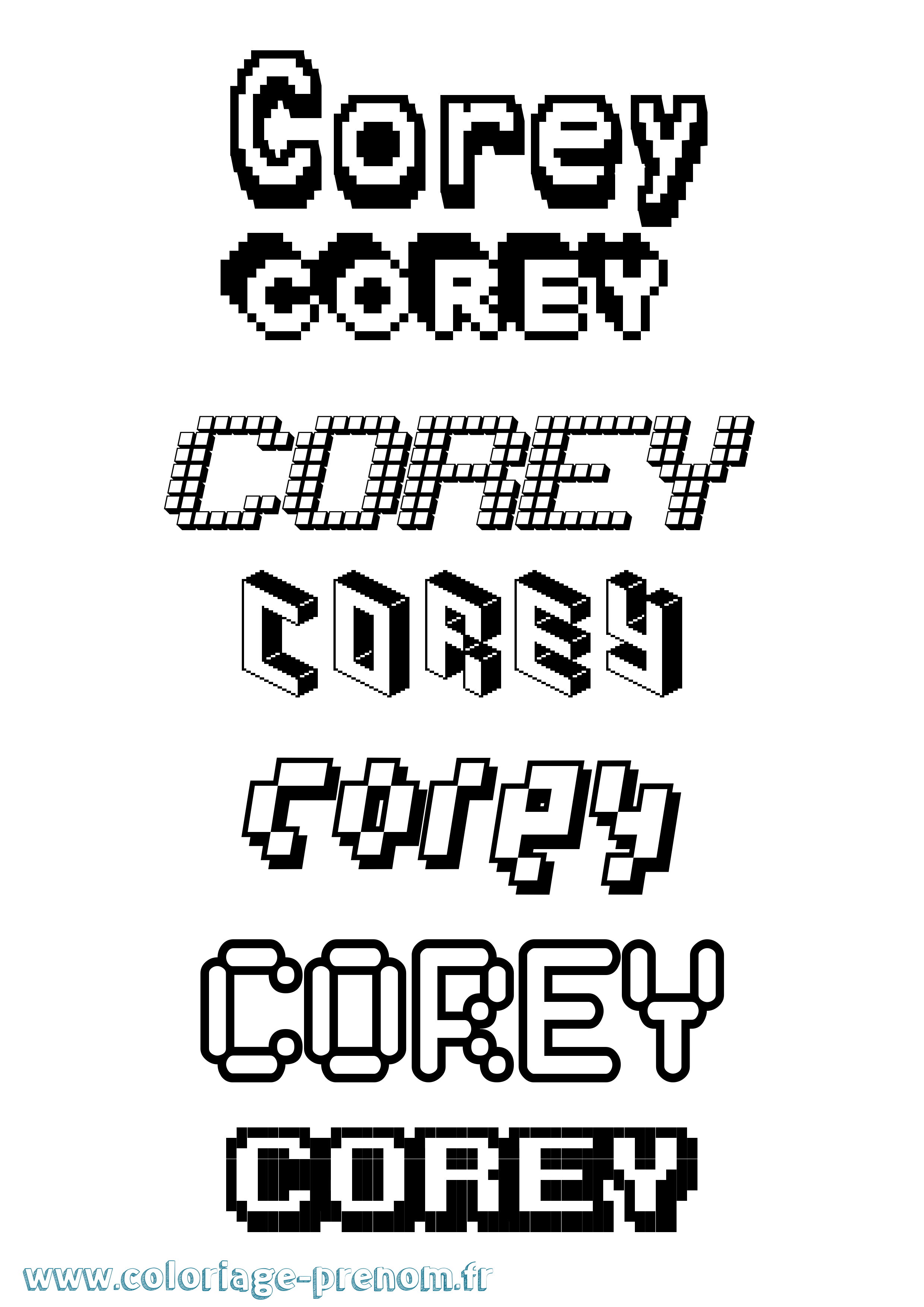 Coloriage Corey Pixel Coloriage prénom Corey Pixel