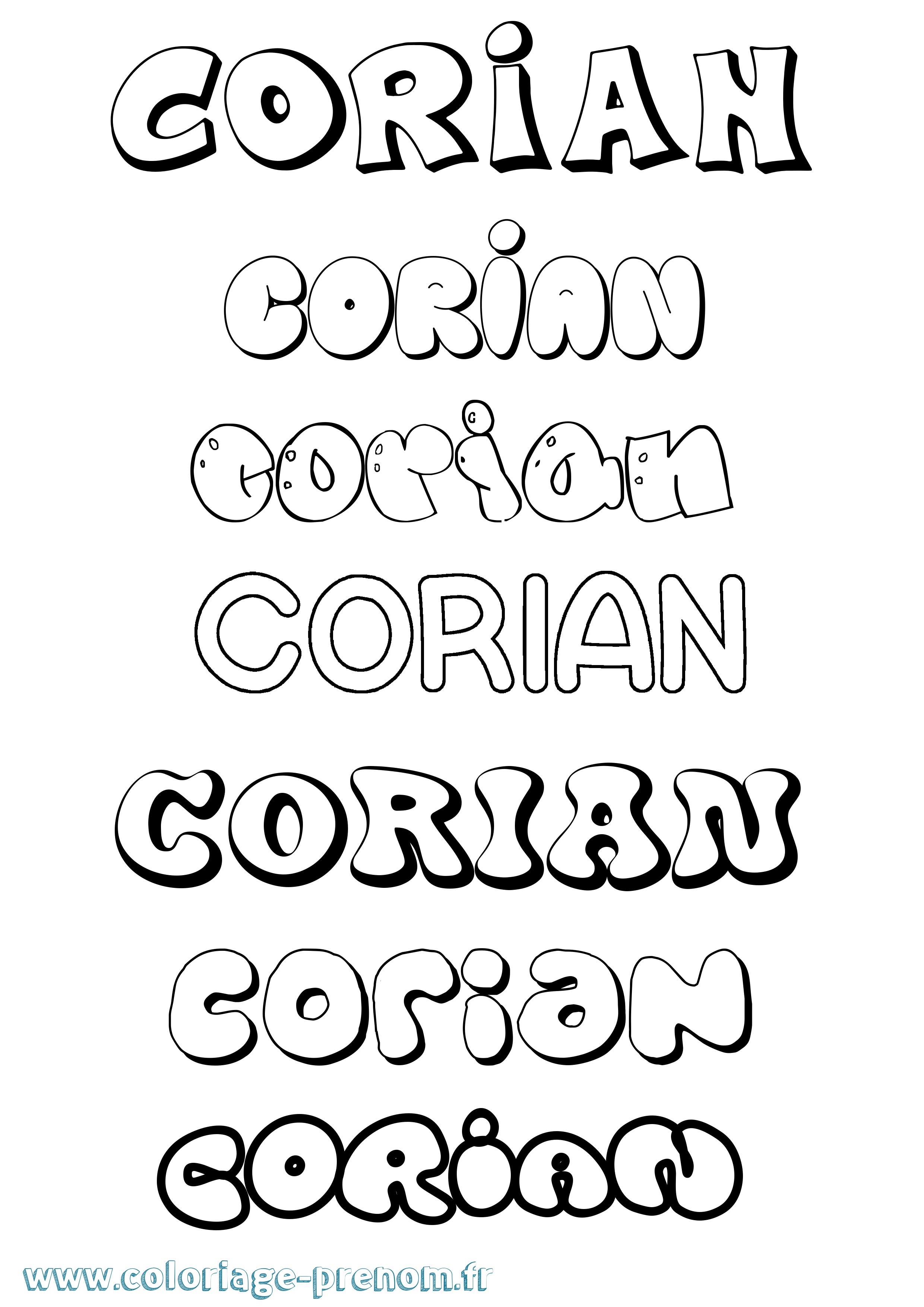 Coloriage prénom Corian Bubble