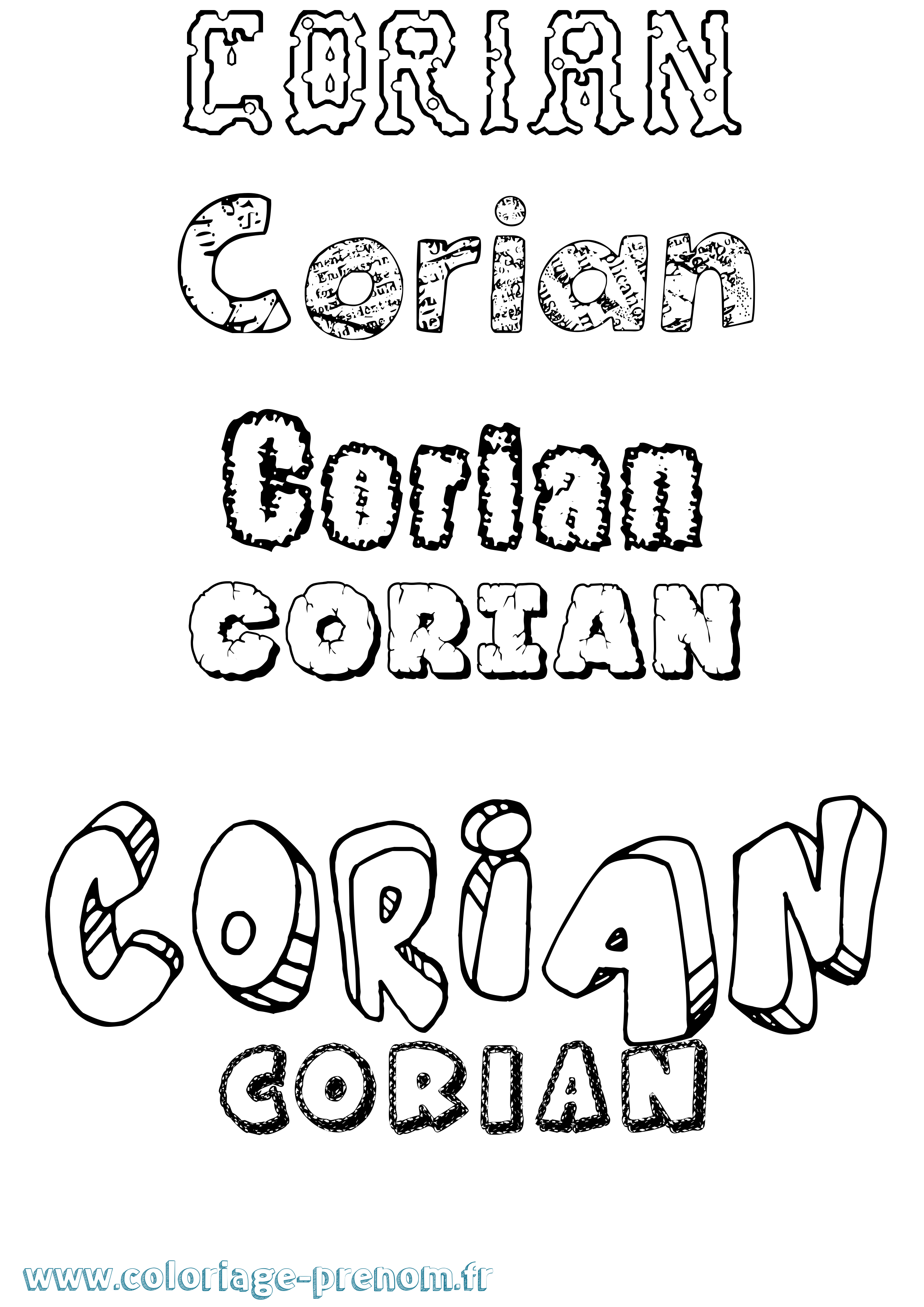 Coloriage prénom Corian Destructuré