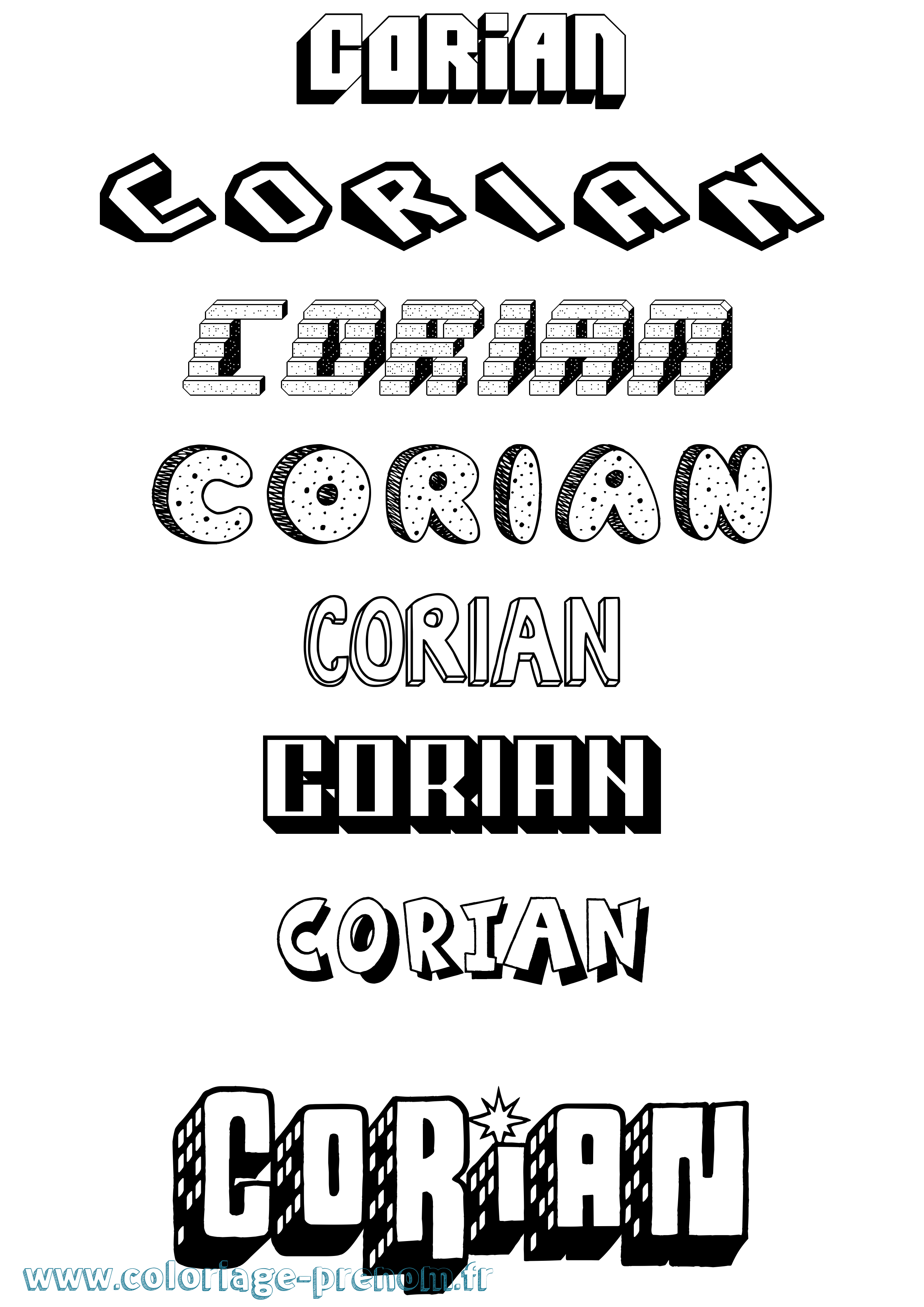 Coloriage prénom Corian Effet 3D