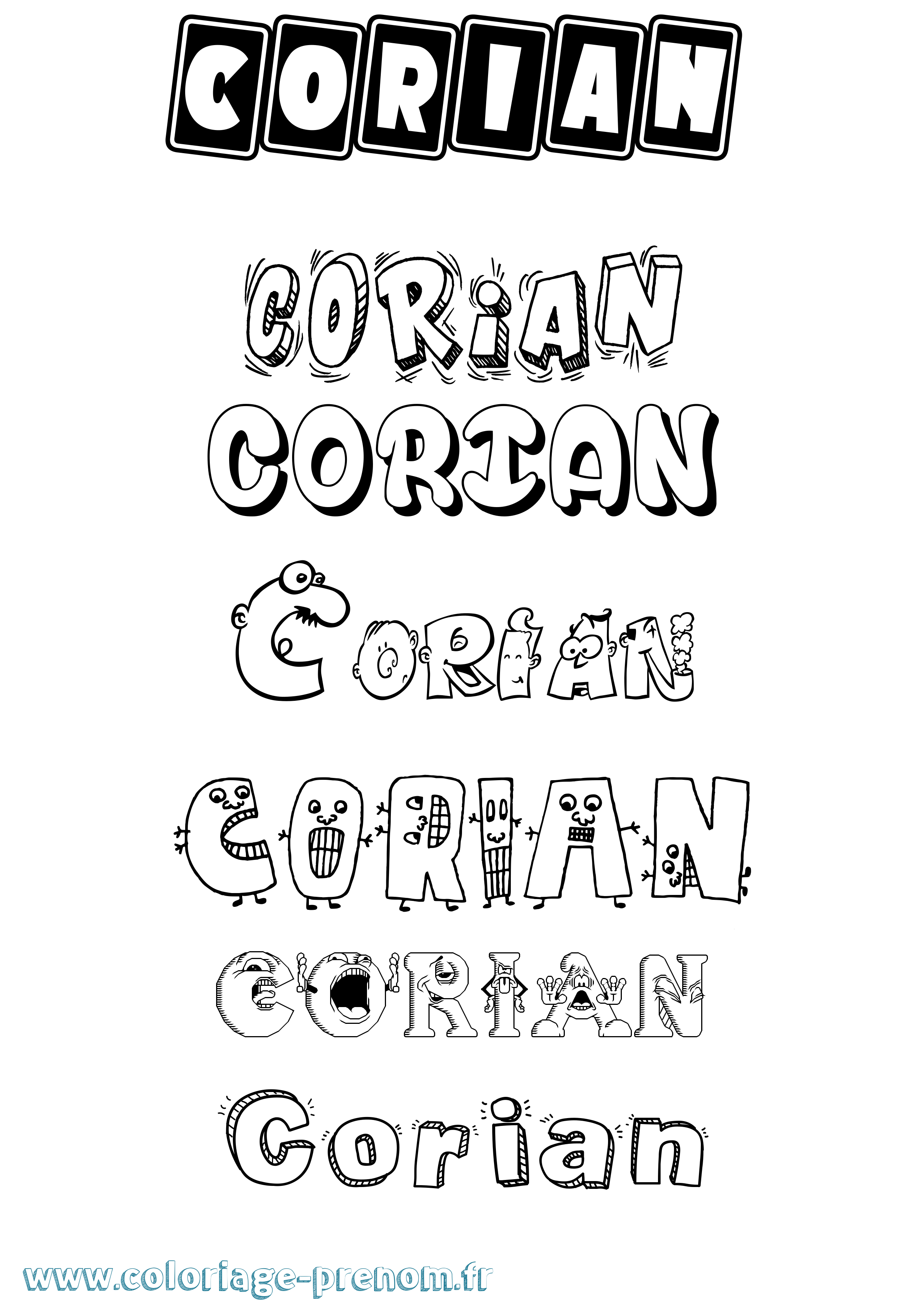 Coloriage prénom Corian Fun