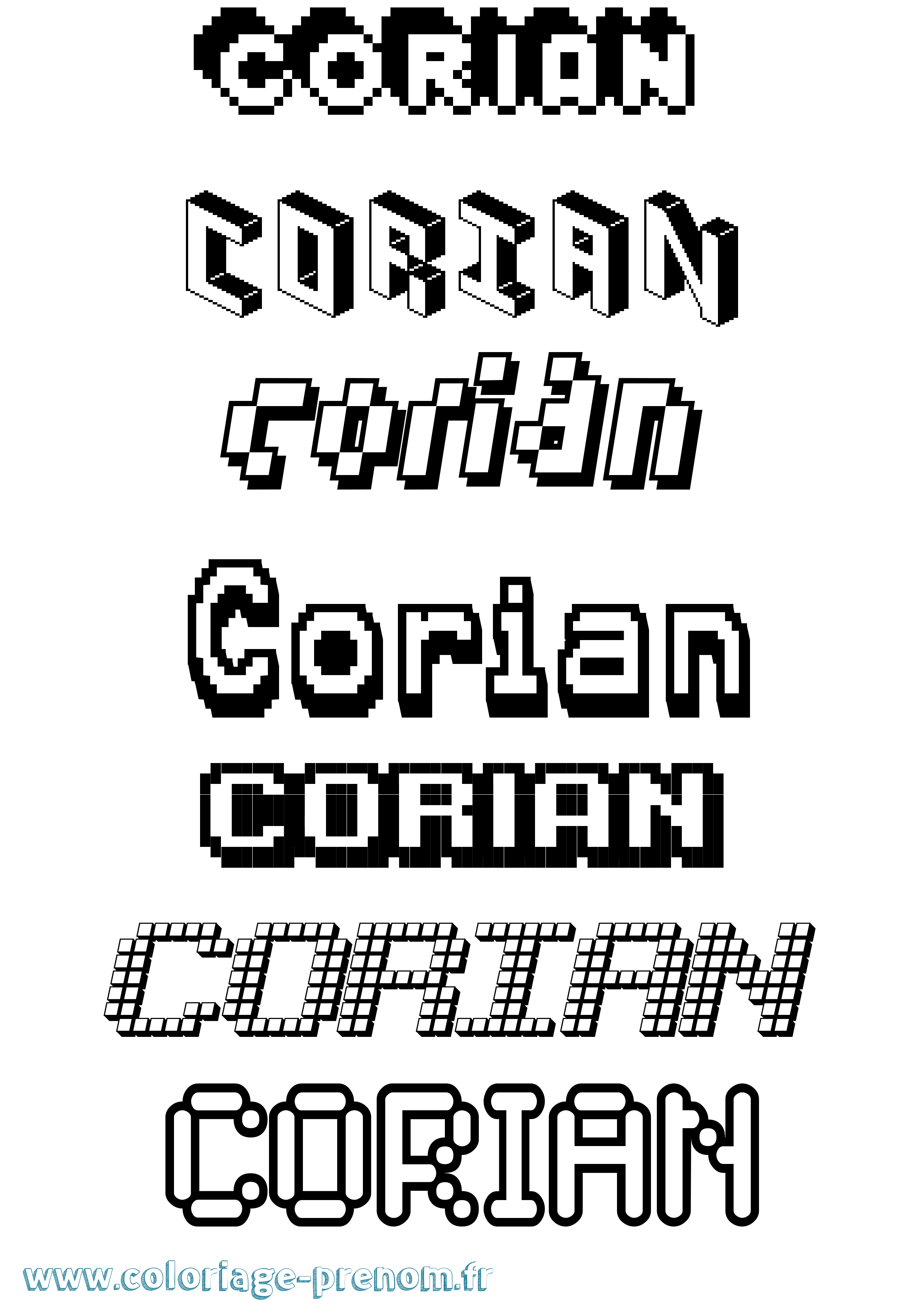 Coloriage prénom Corian Pixel