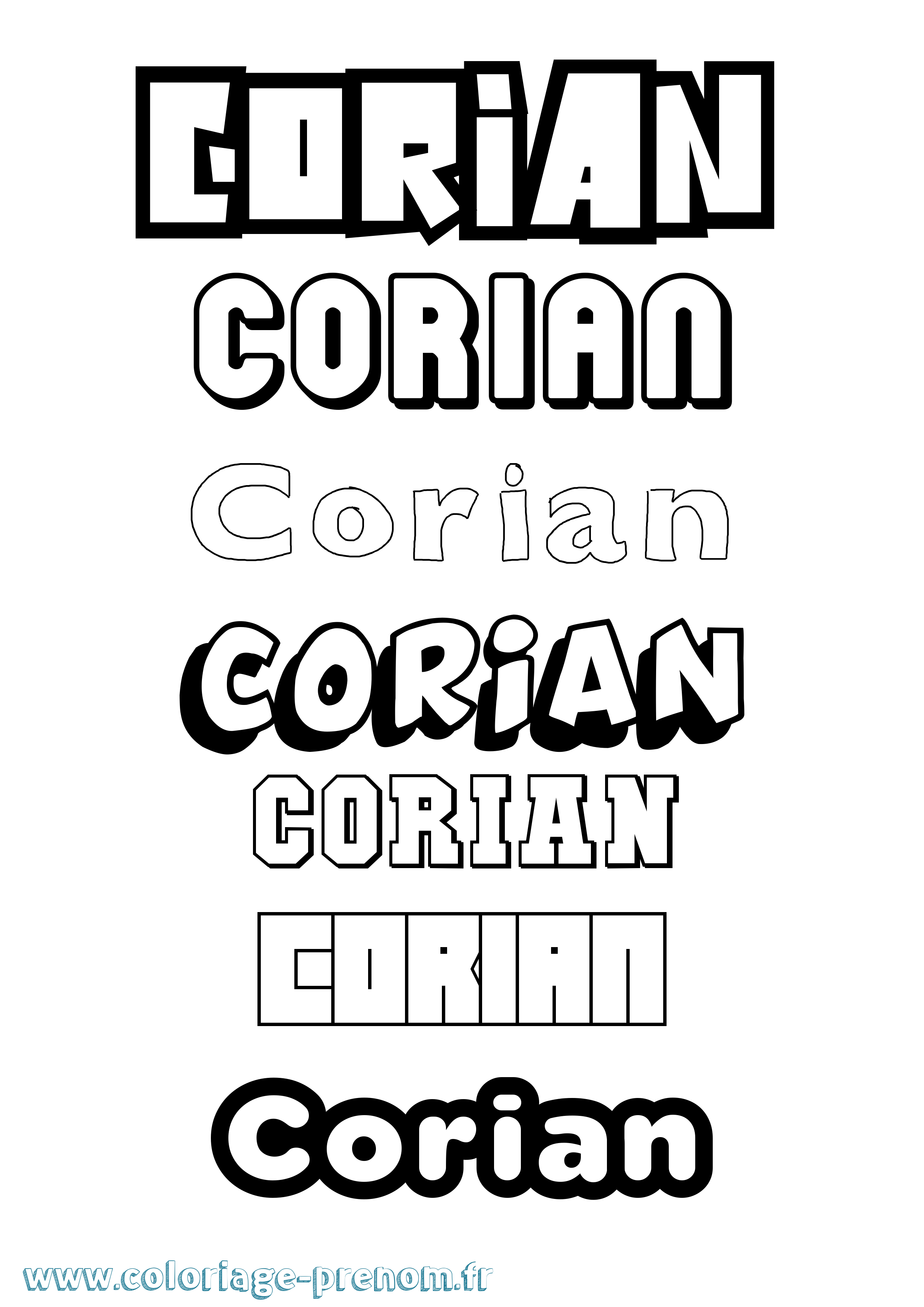 Coloriage prénom Corian Simple