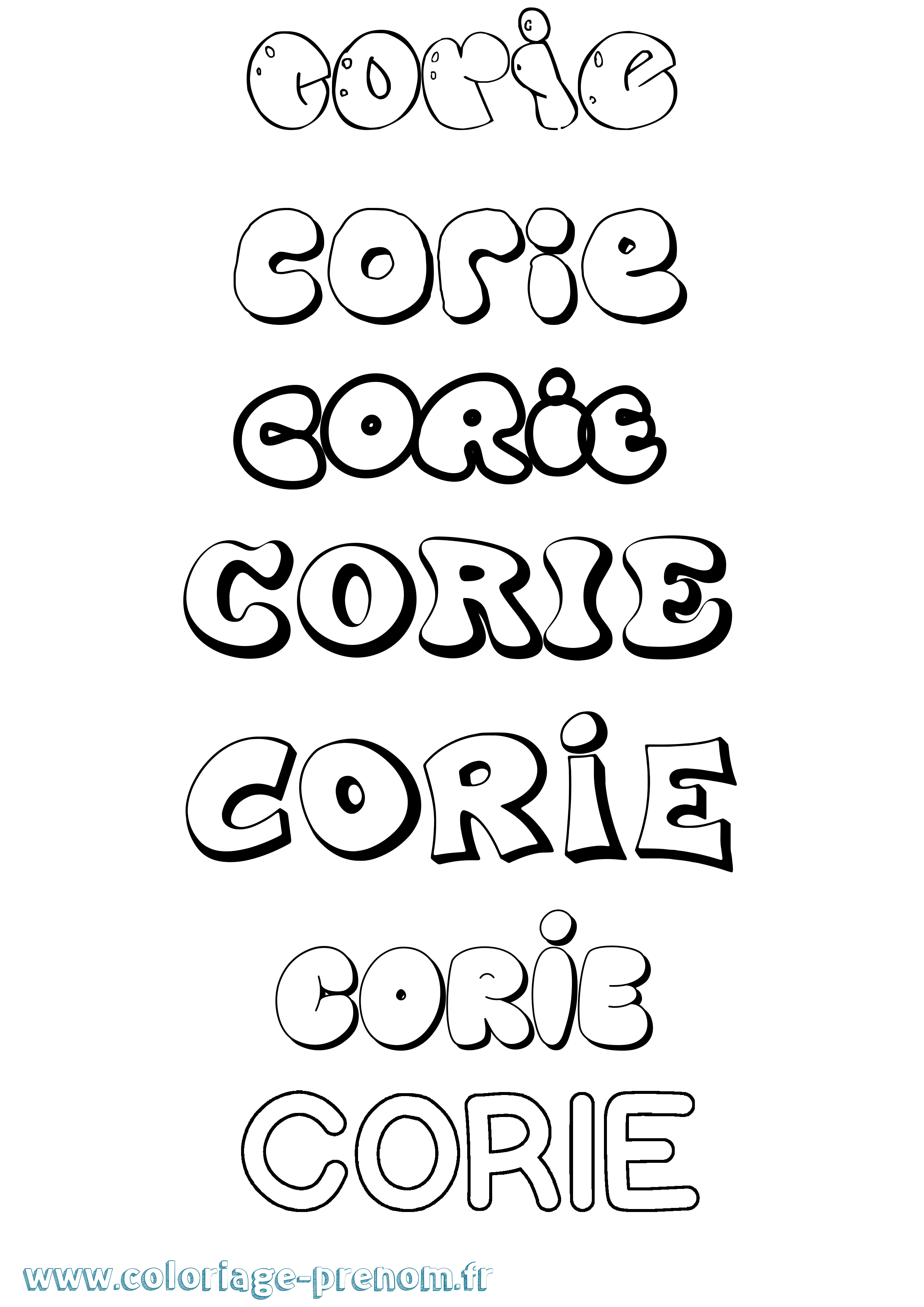 Coloriage Corie Bubble Coloriage prénom Corie Bubble