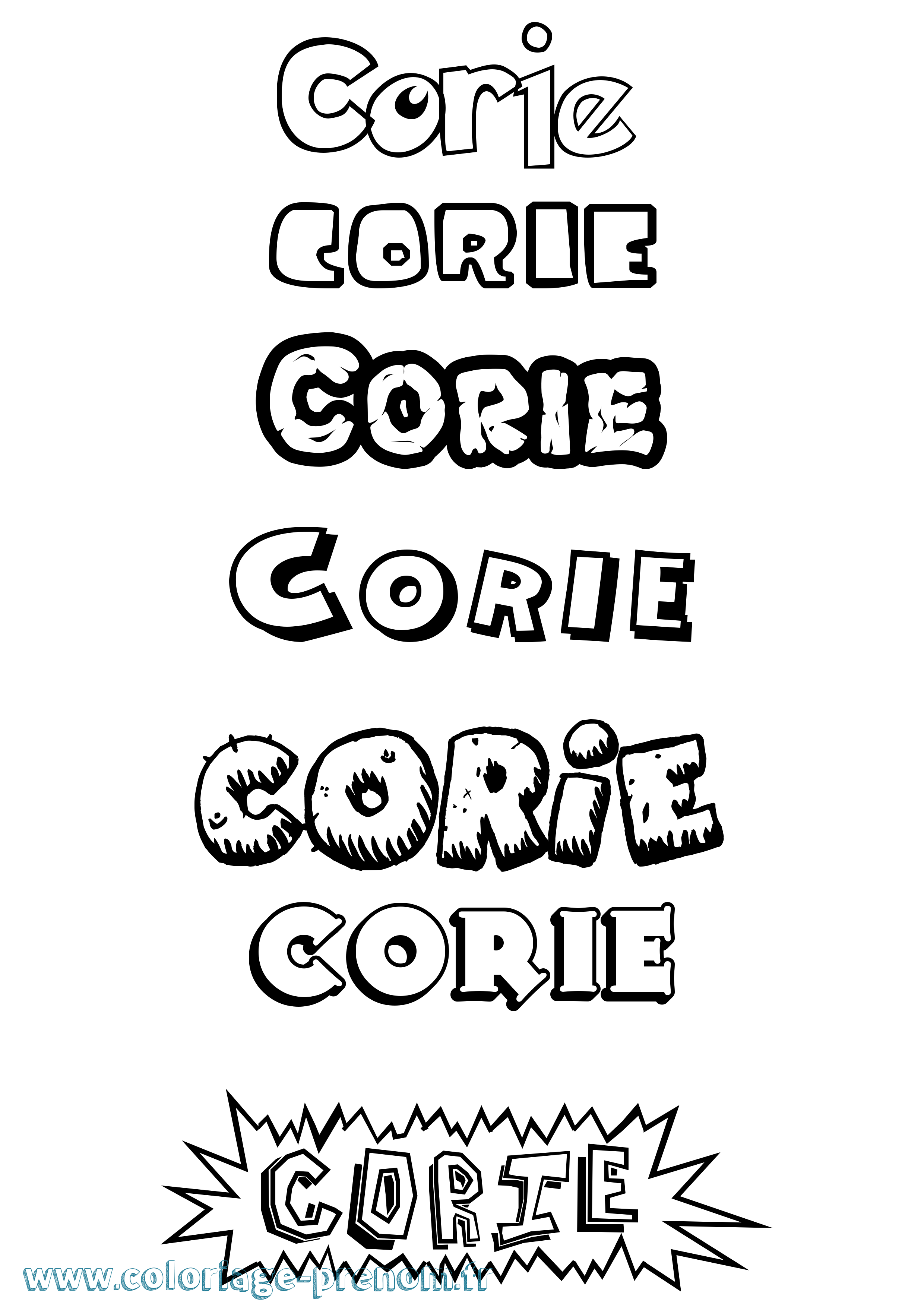 Coloriage Corie Dessin Animé Coloriage prénom Corie Dessin Animé
