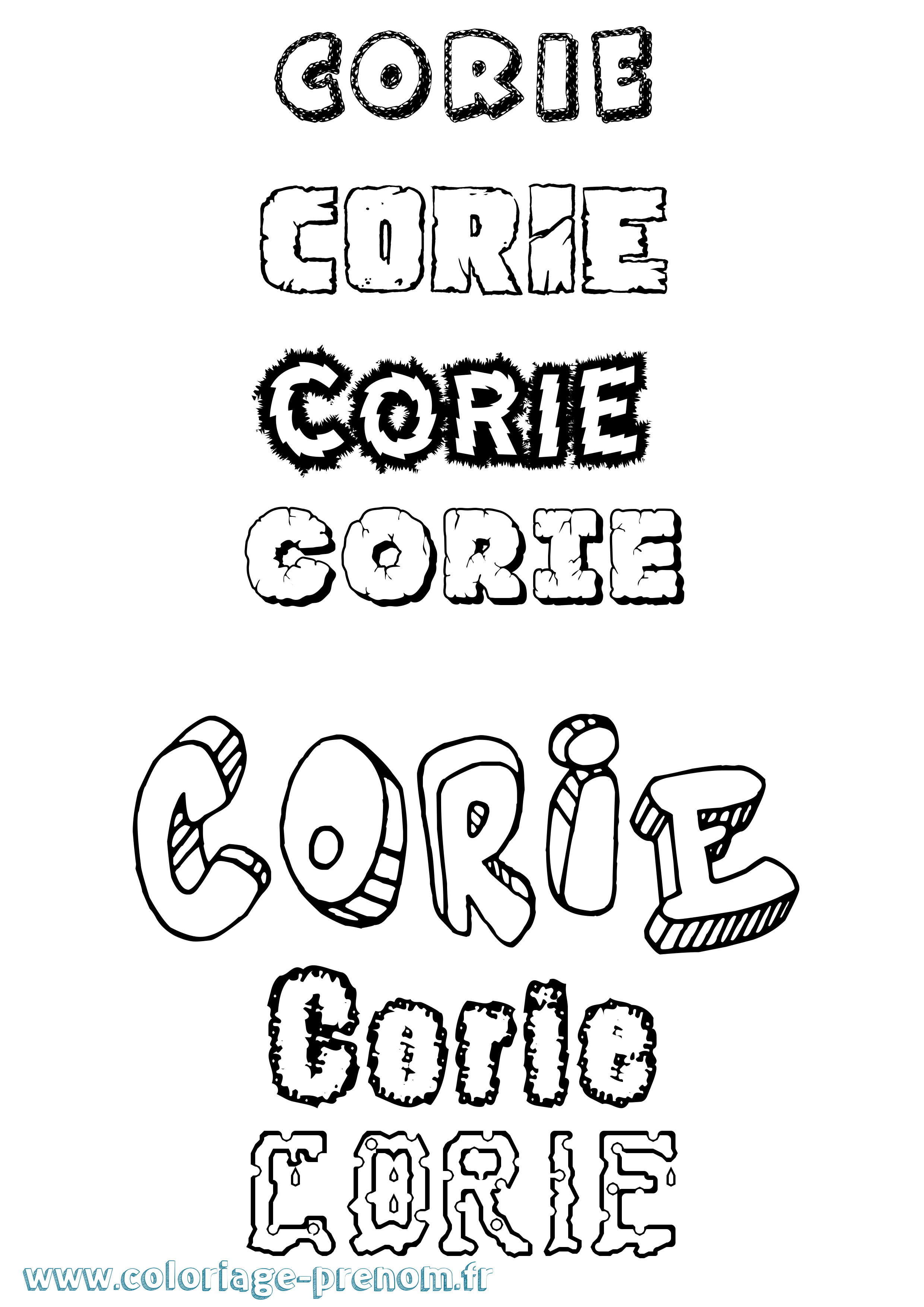 Coloriage Corie Destructuré Coloriage prénom Corie Destructuré