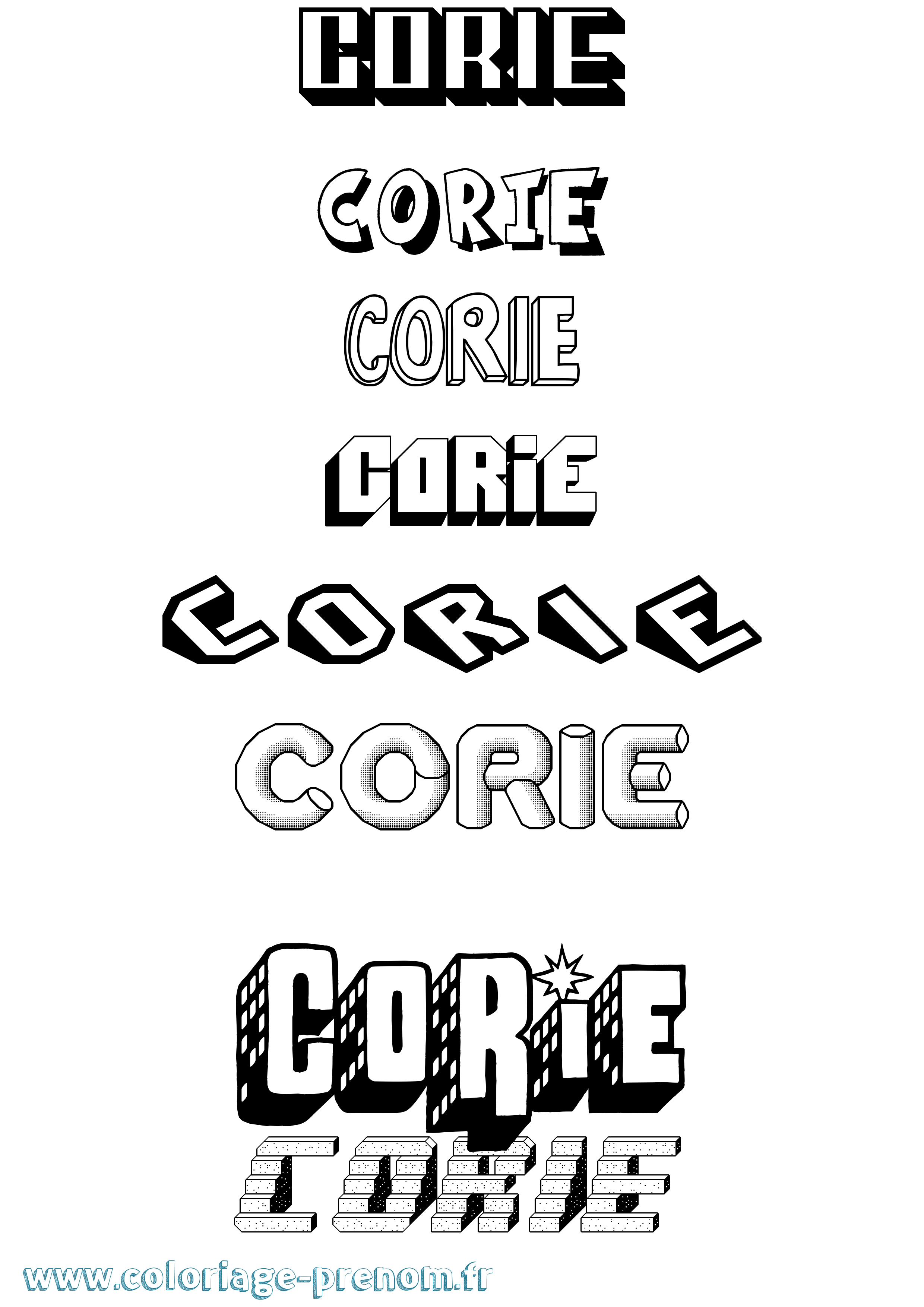 Coloriage Corie Effet 3D Coloriage prénom Corie Effet 3D