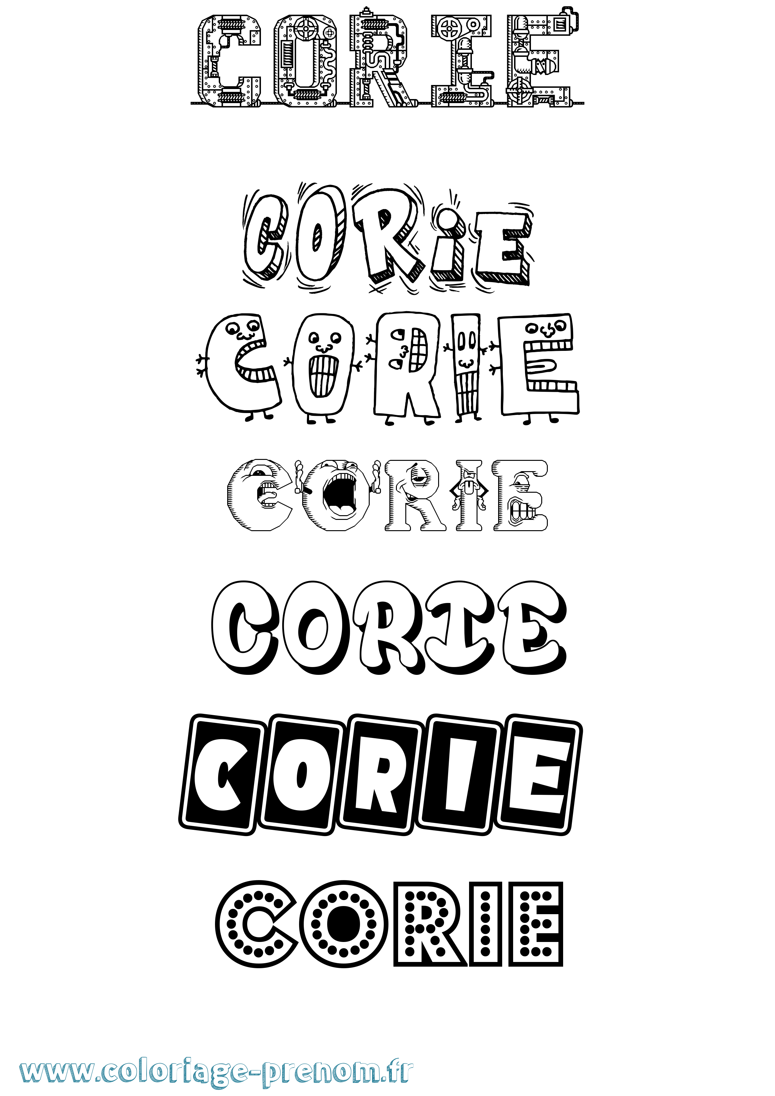 Coloriage Corie Fun Coloriage prénom Corie Fun