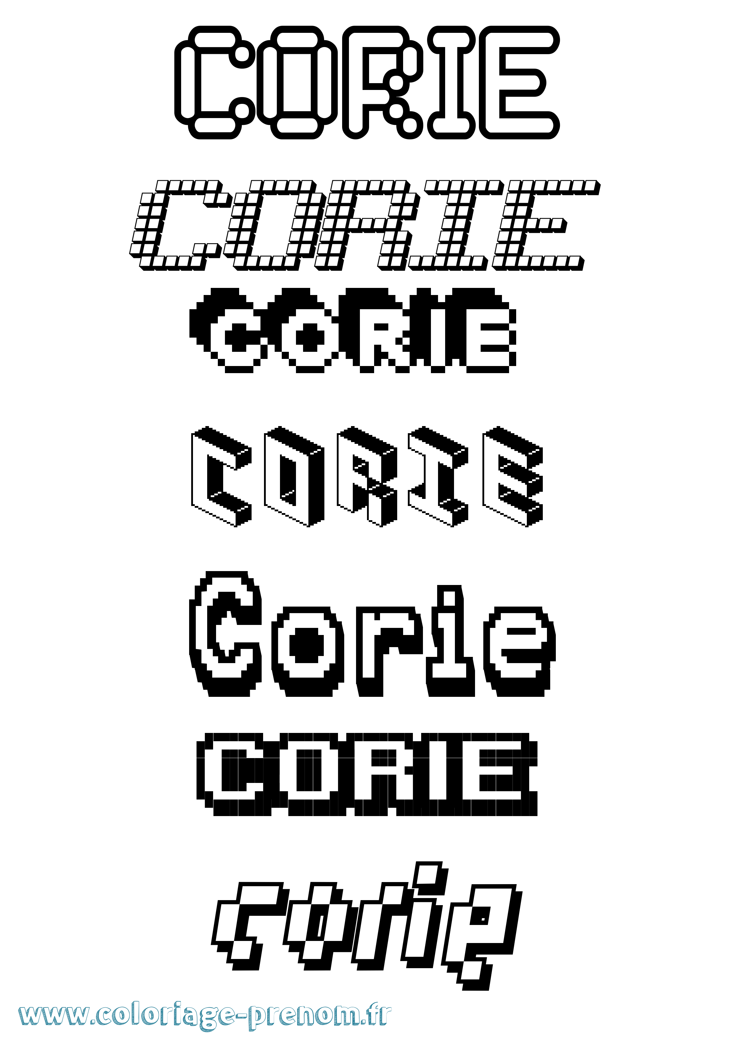 Coloriage Corie Pixel Coloriage prénom Corie Pixel