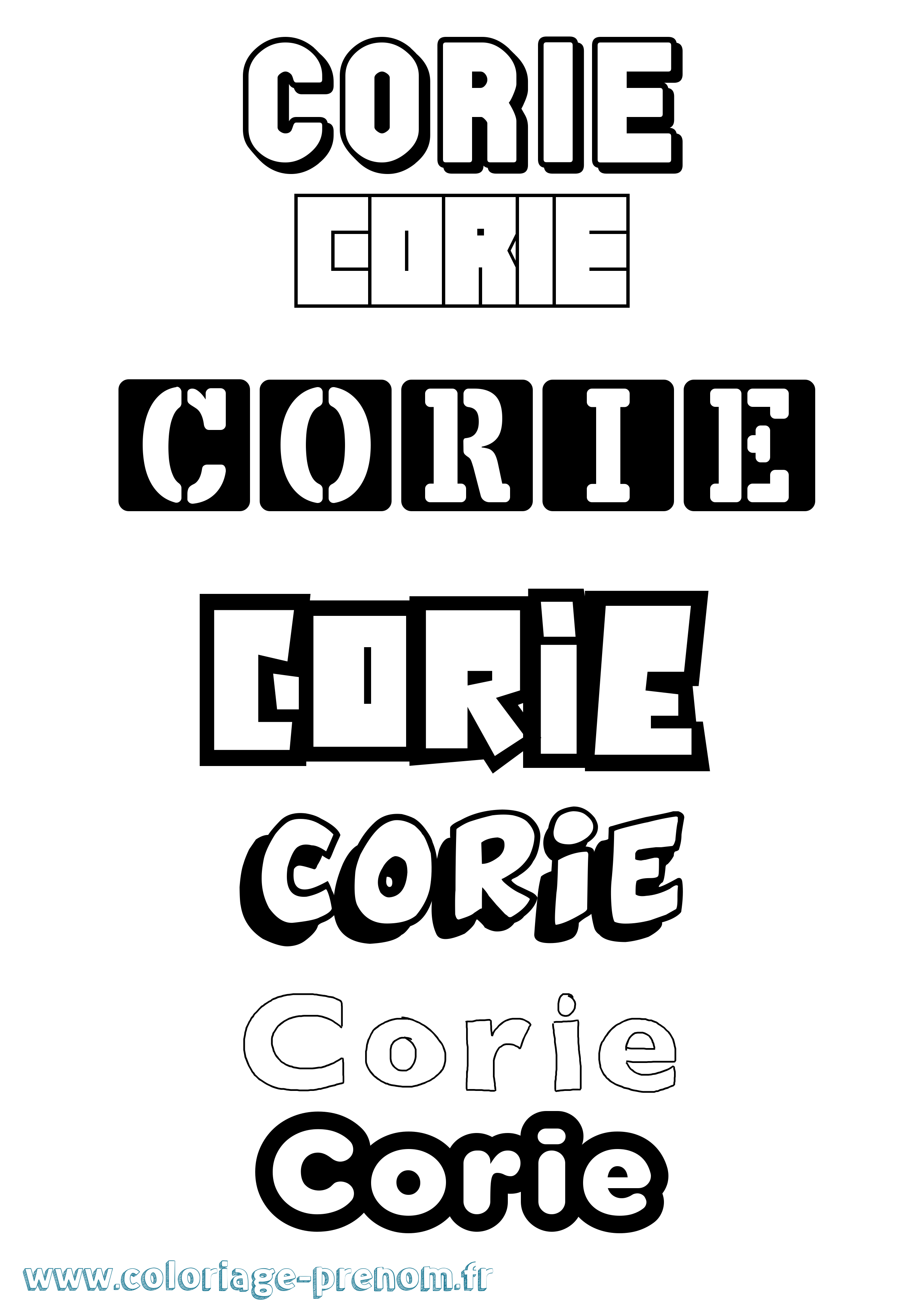 Coloriage Corie Simple Coloriage prénom Corie Simple