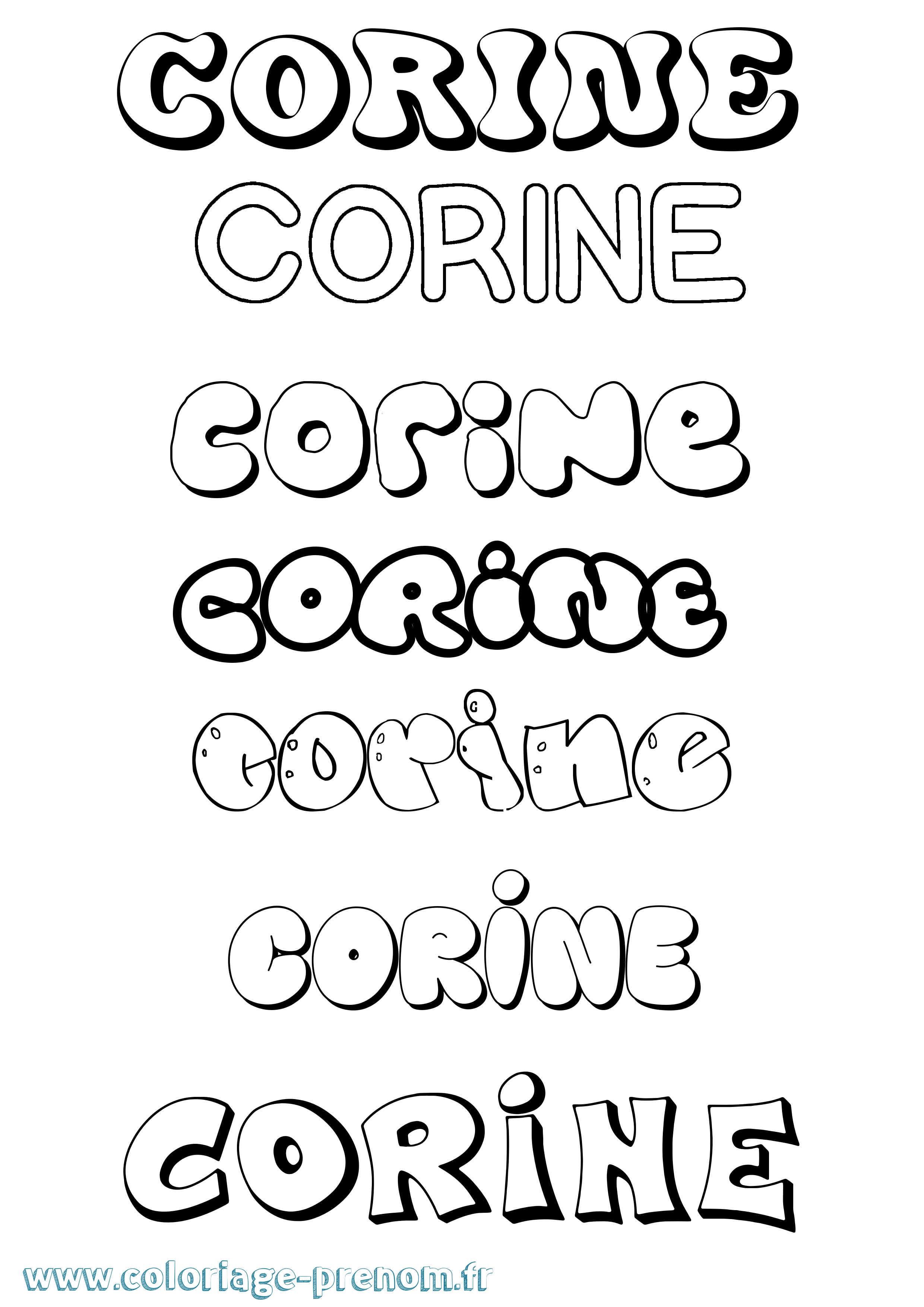 Coloriage prénom Corine Bubble