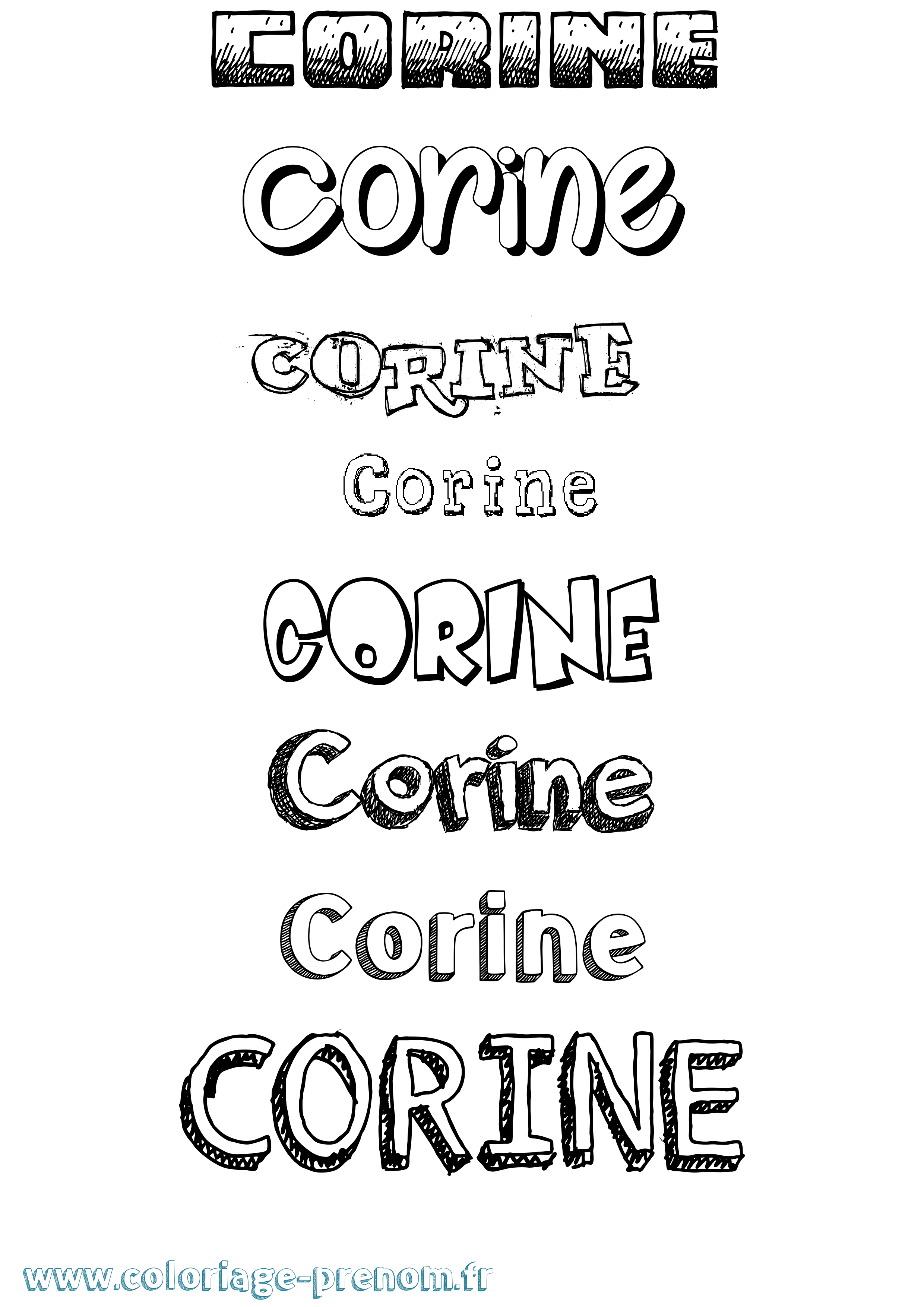 Coloriage prénom Corine Dessiné