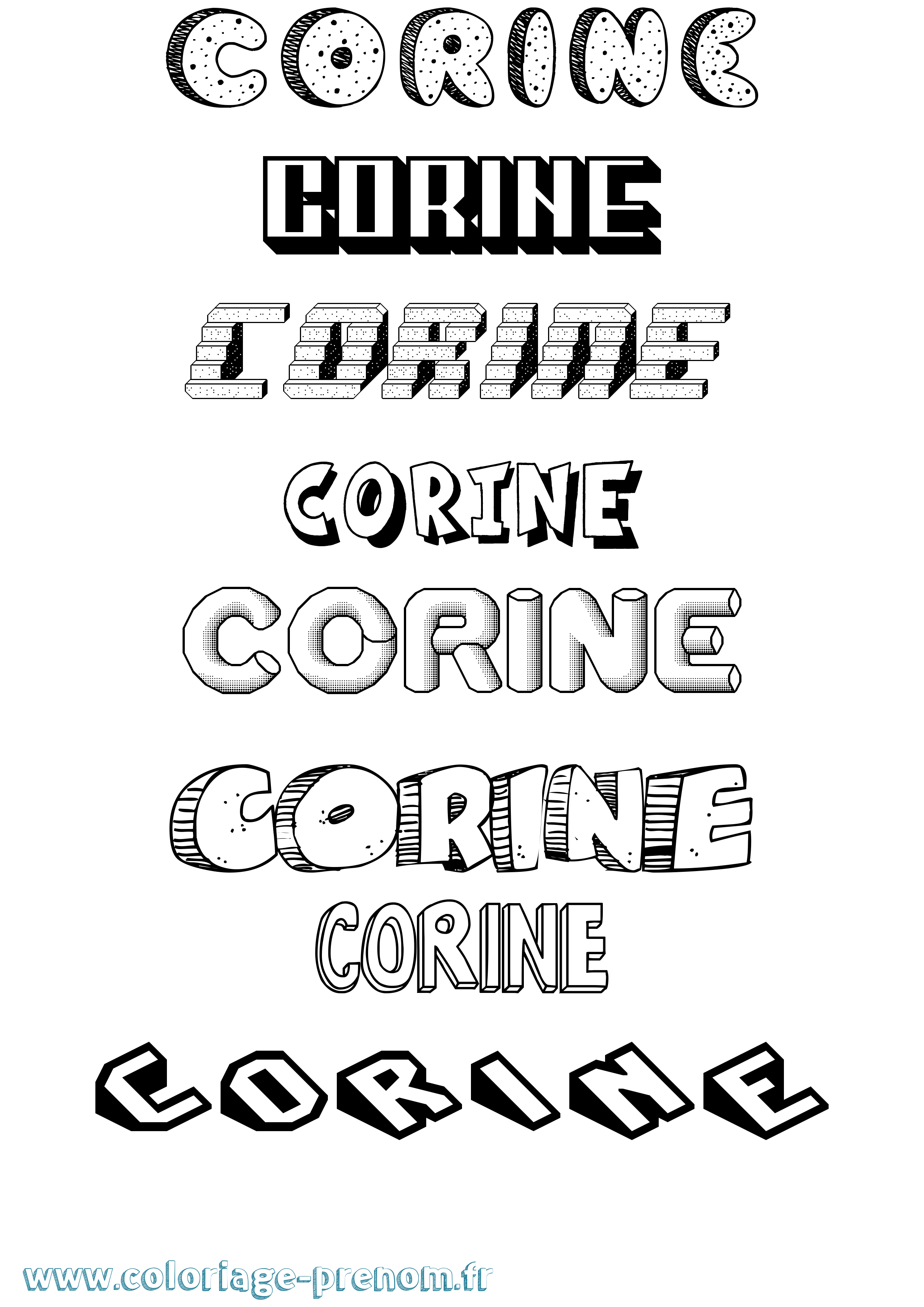 Coloriage prénom Corine Effet 3D