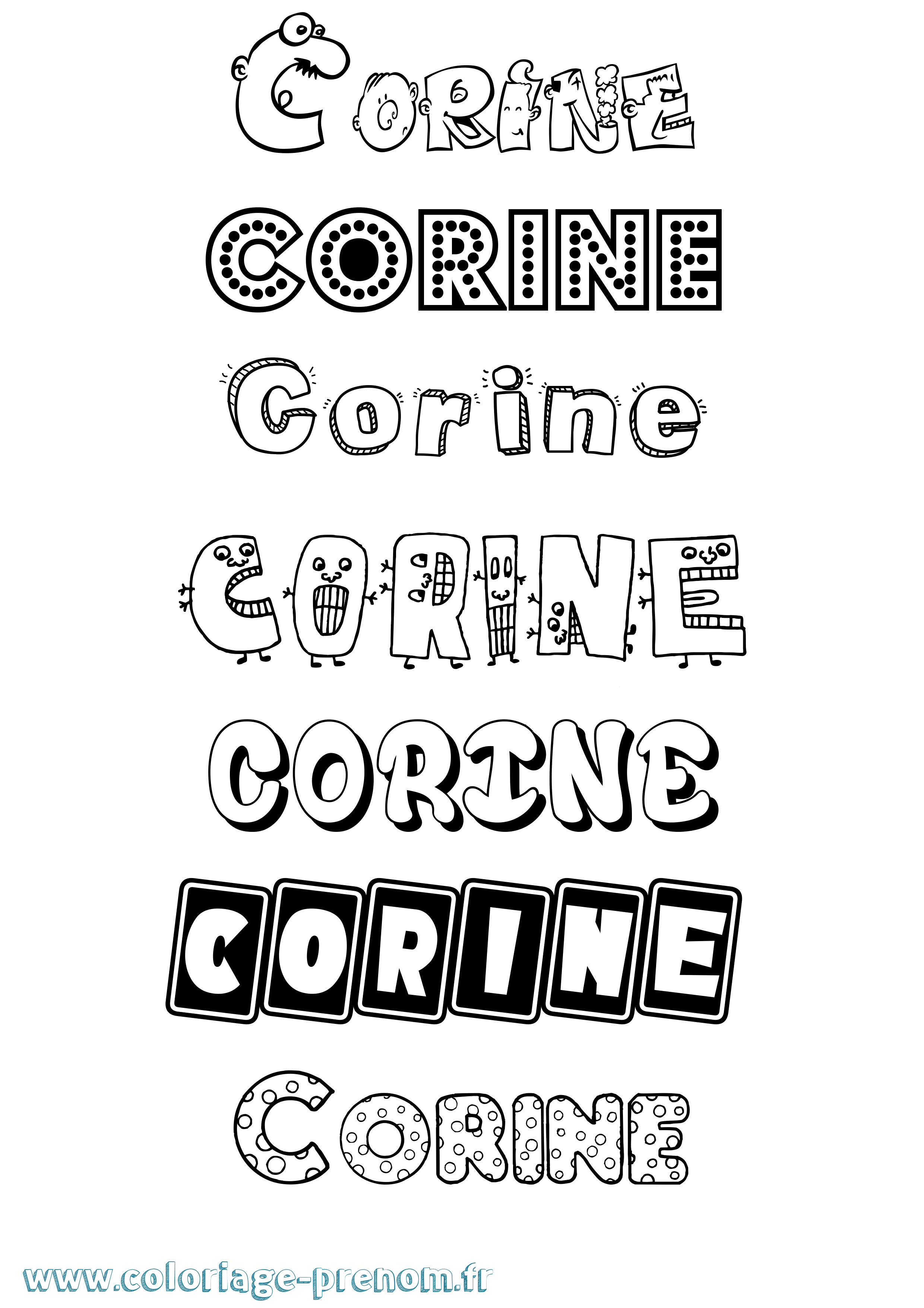 Coloriage prénom Corine Fun