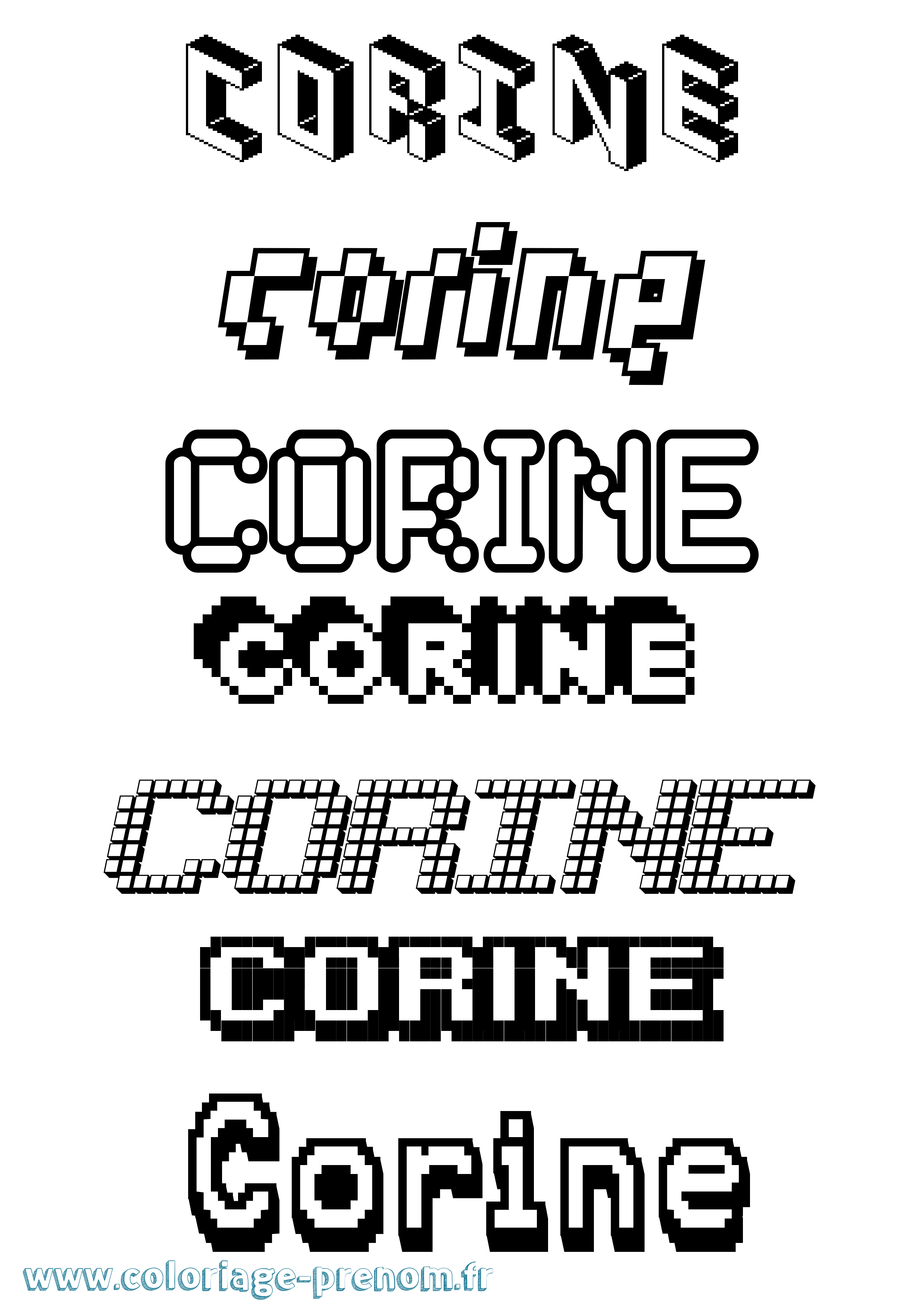 Coloriage prénom Corine Pixel