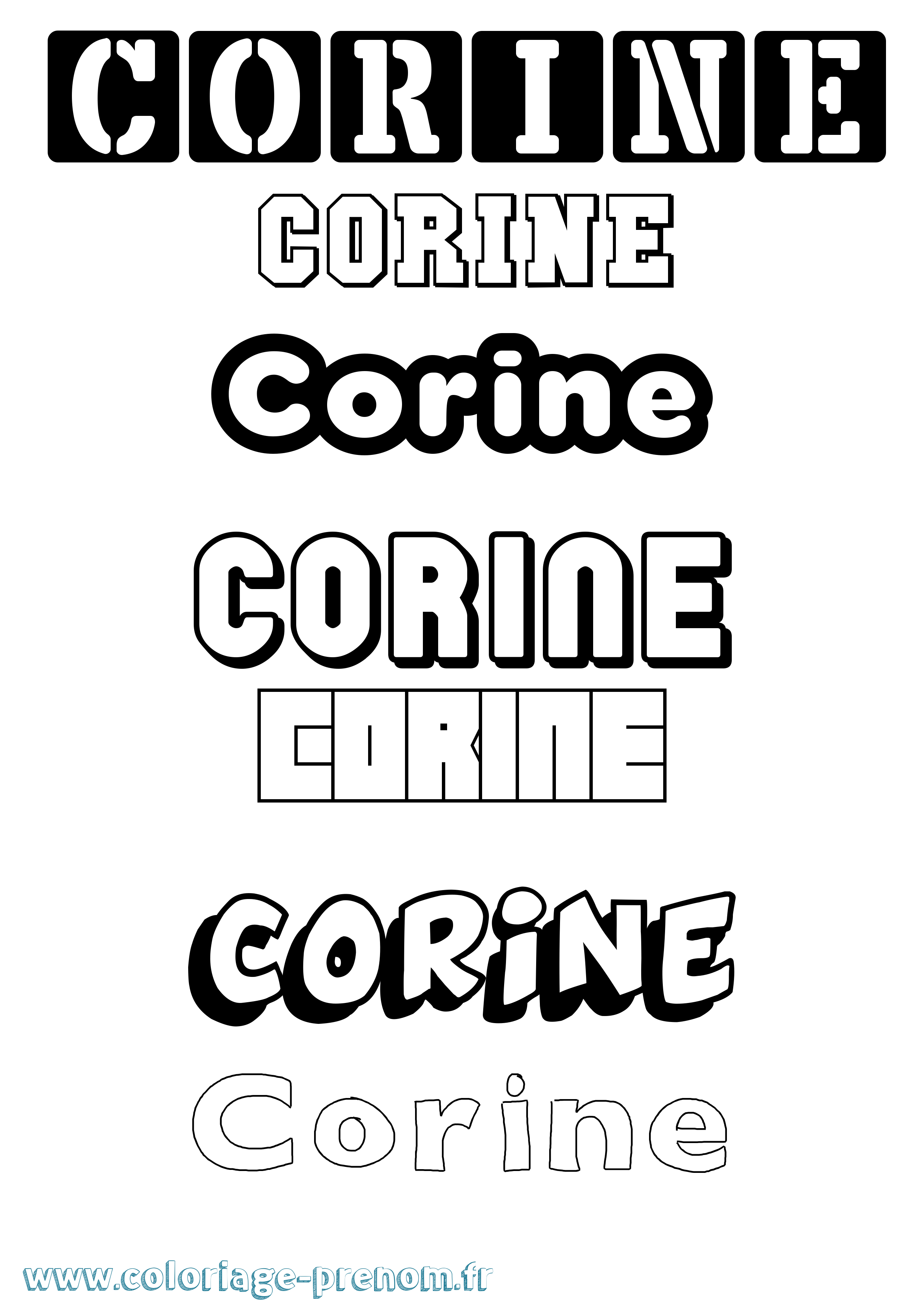Coloriage prénom Corine Simple