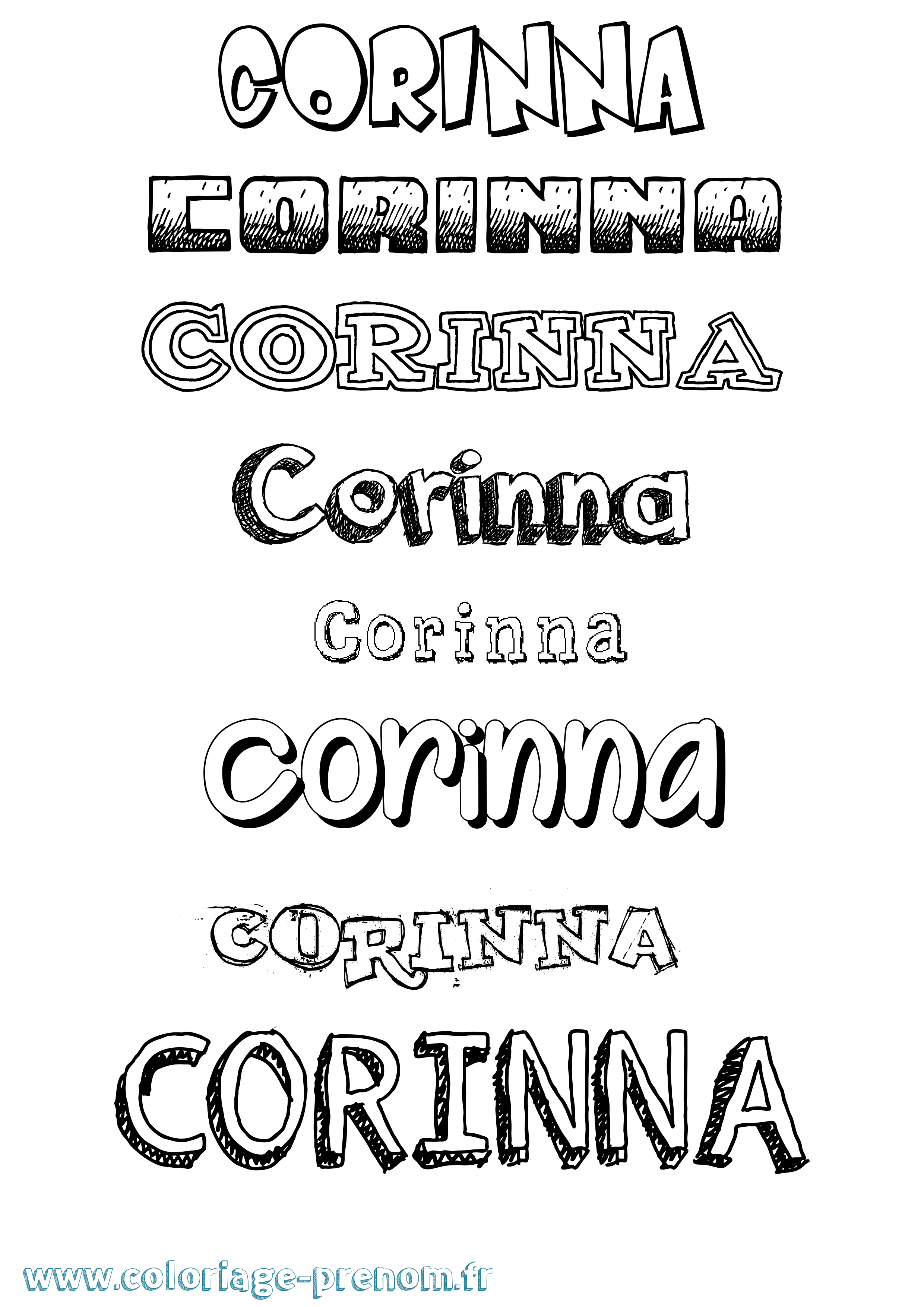 Coloriage prénom Corinna Dessiné