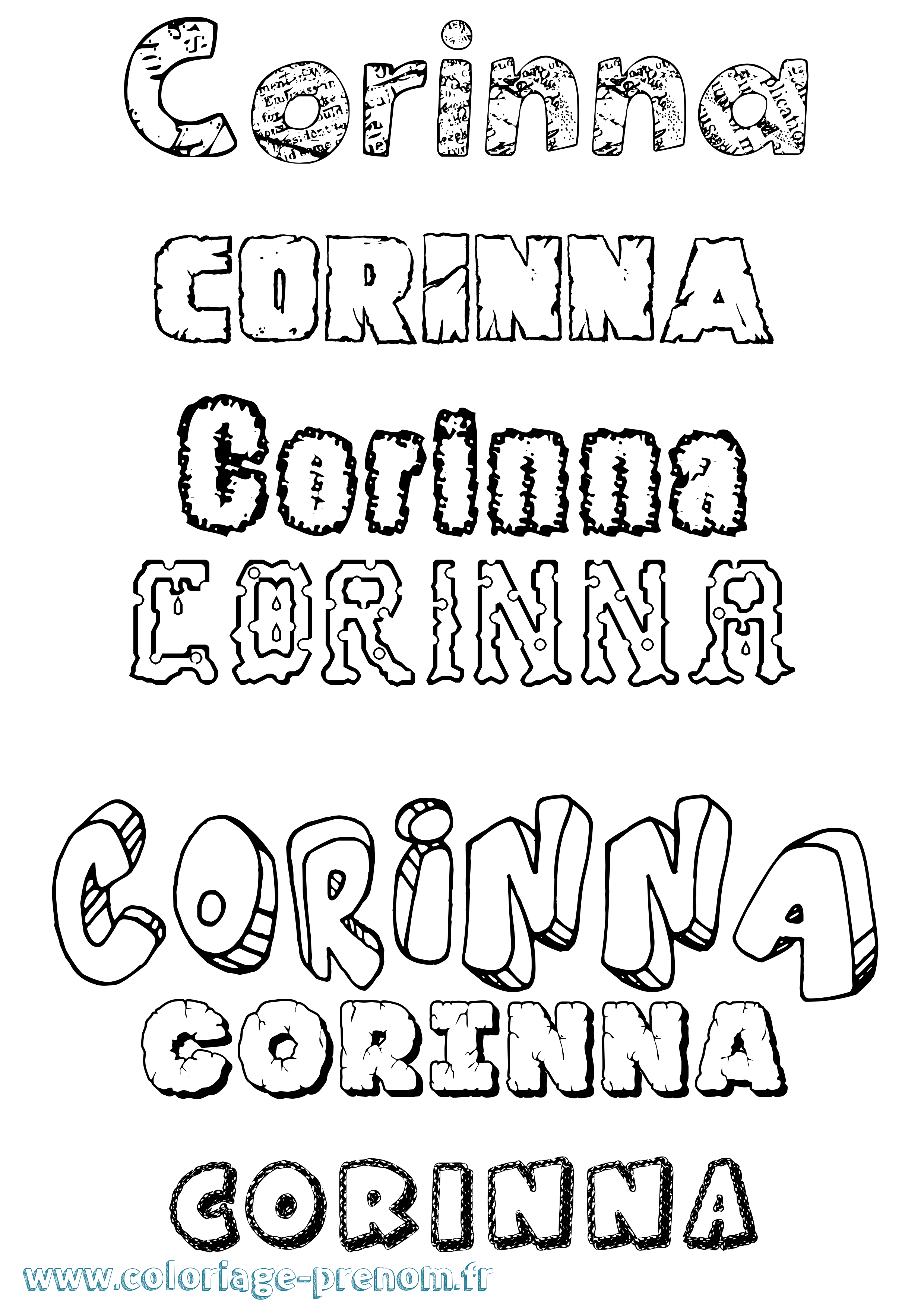 Coloriage prénom Corinna Destructuré