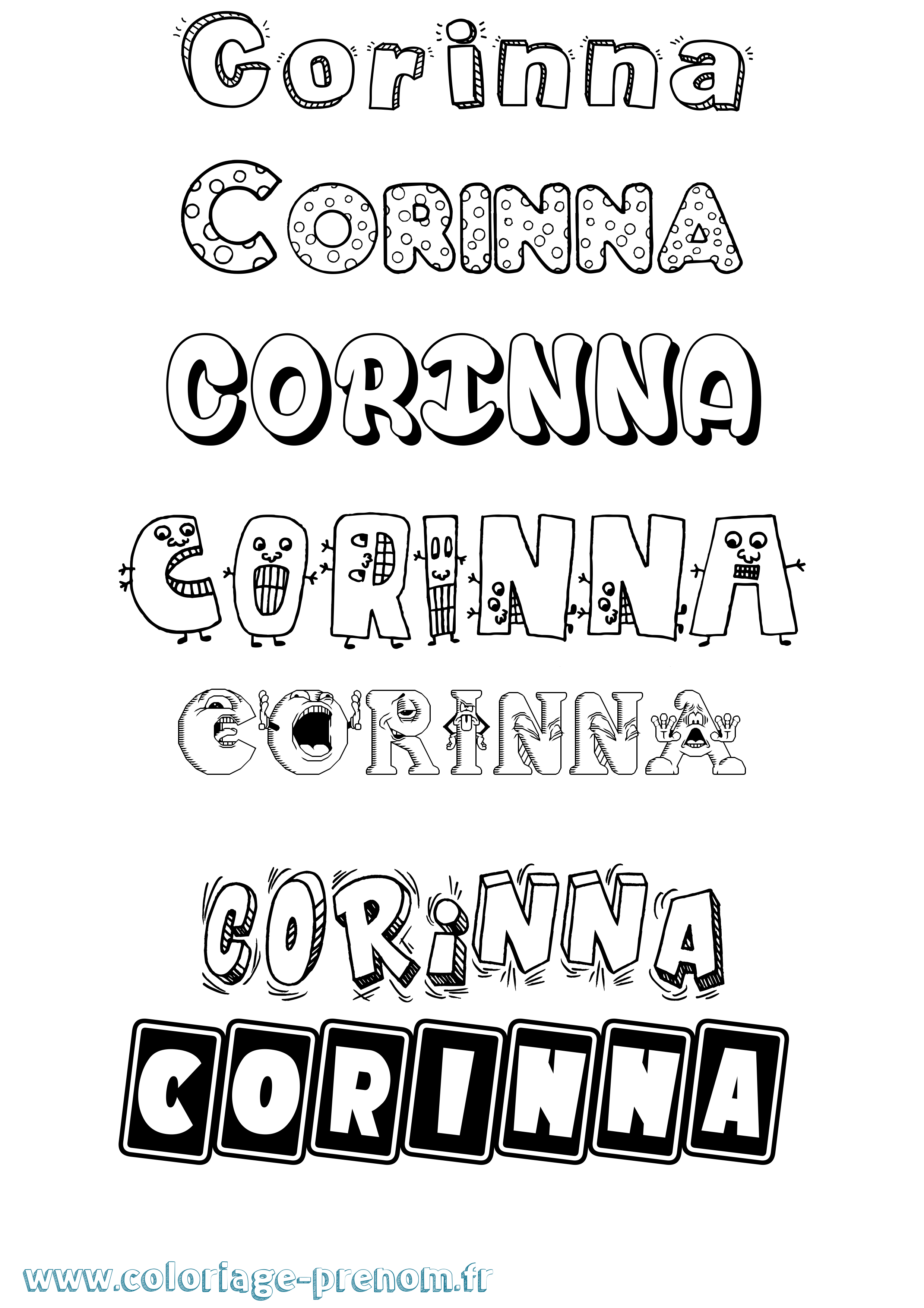 Coloriage prénom Corinna Fun