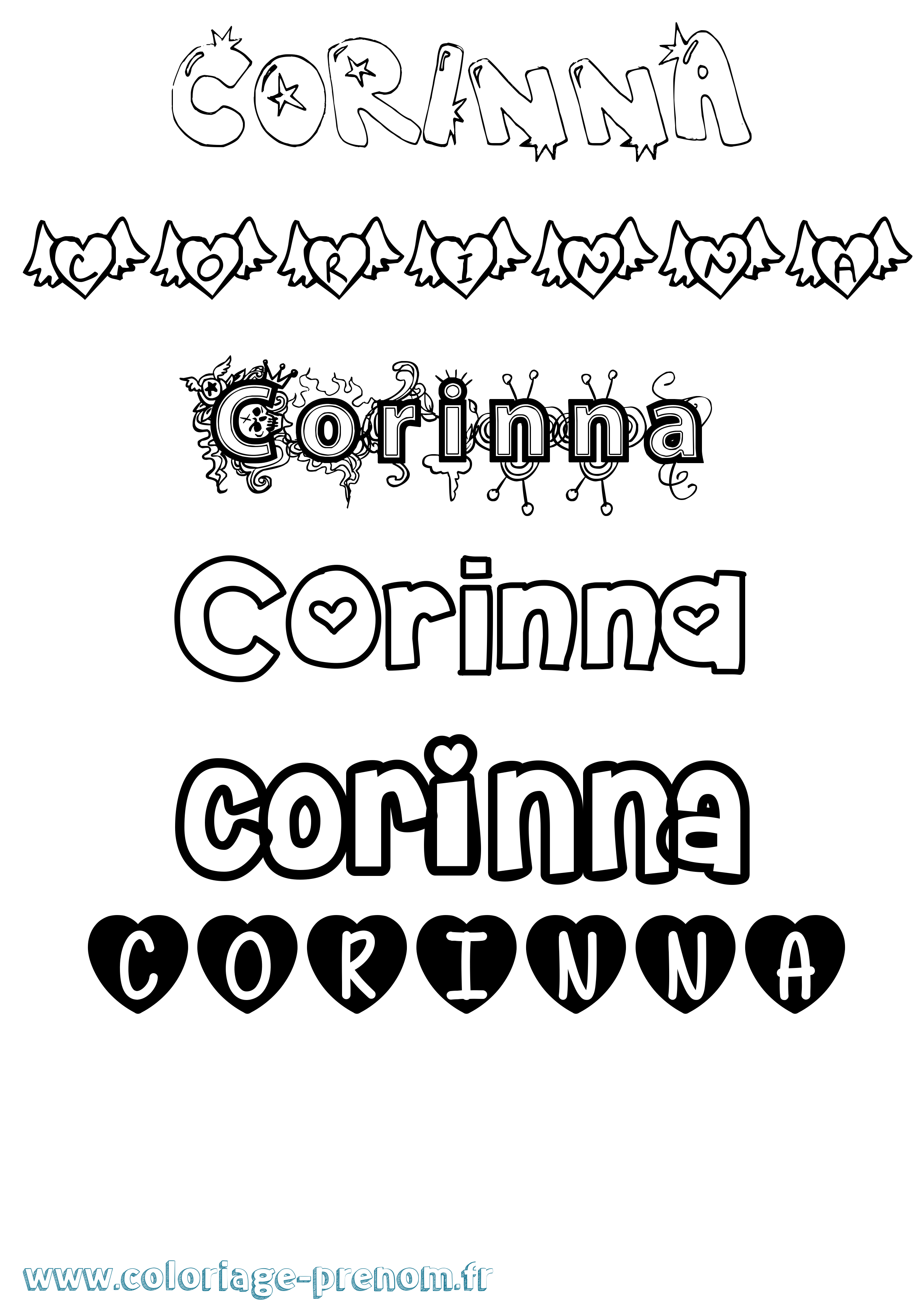 Coloriage prénom Corinna Girly
