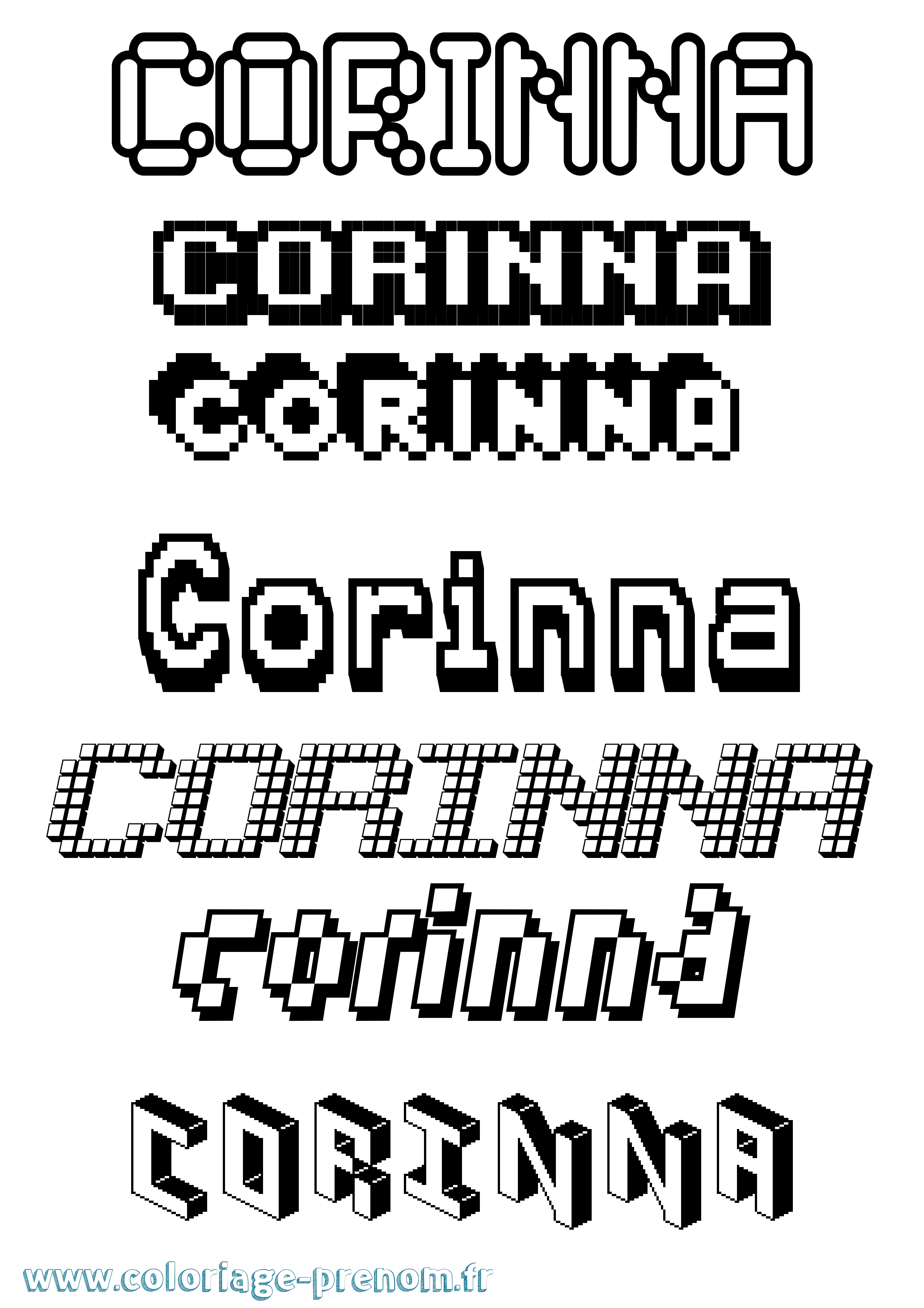 Coloriage prénom Corinna Pixel