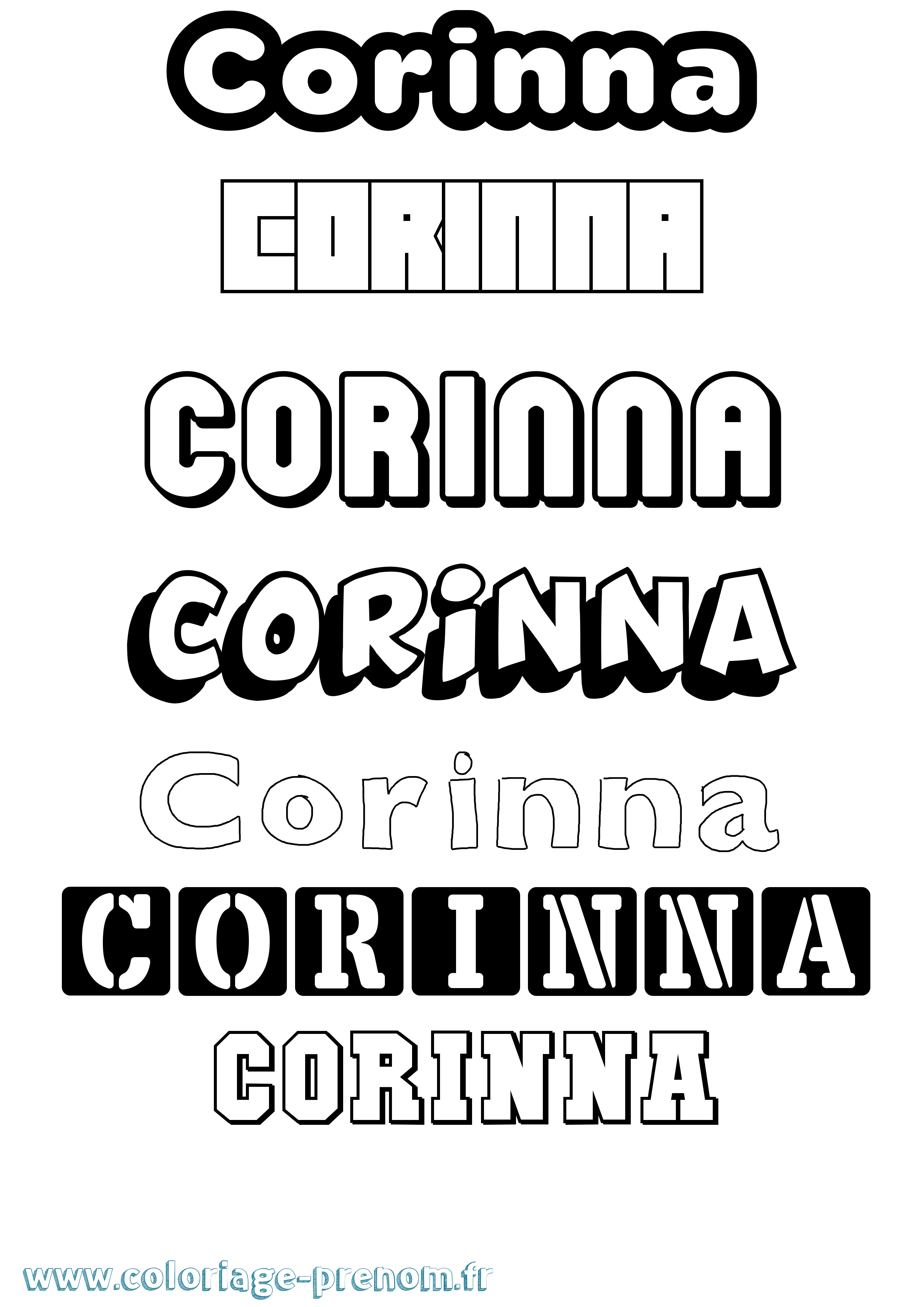 Coloriage prénom Corinna Simple