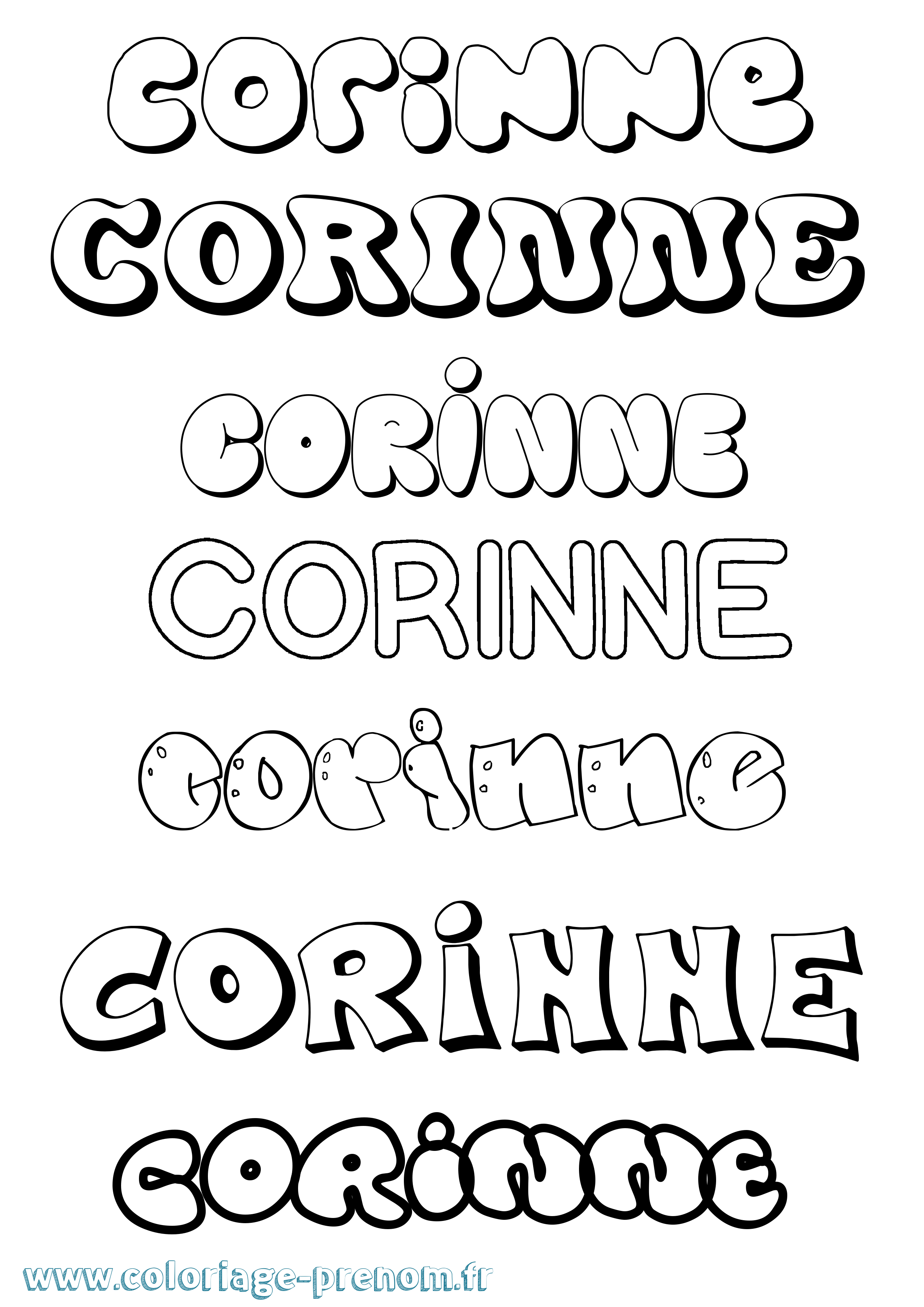 Coloriage prénom Corinne Bubble