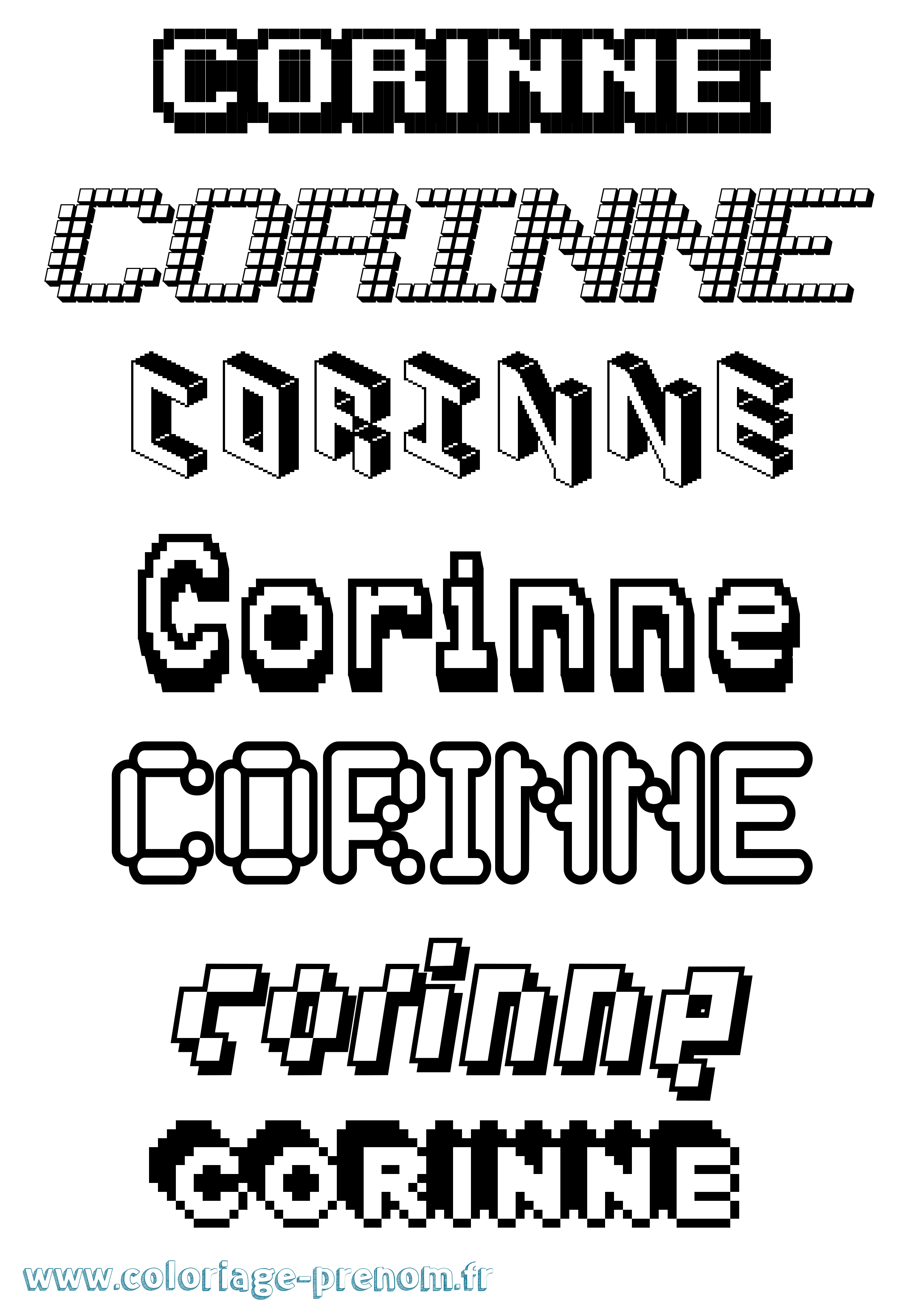 Coloriage prénom Corinne Pixel