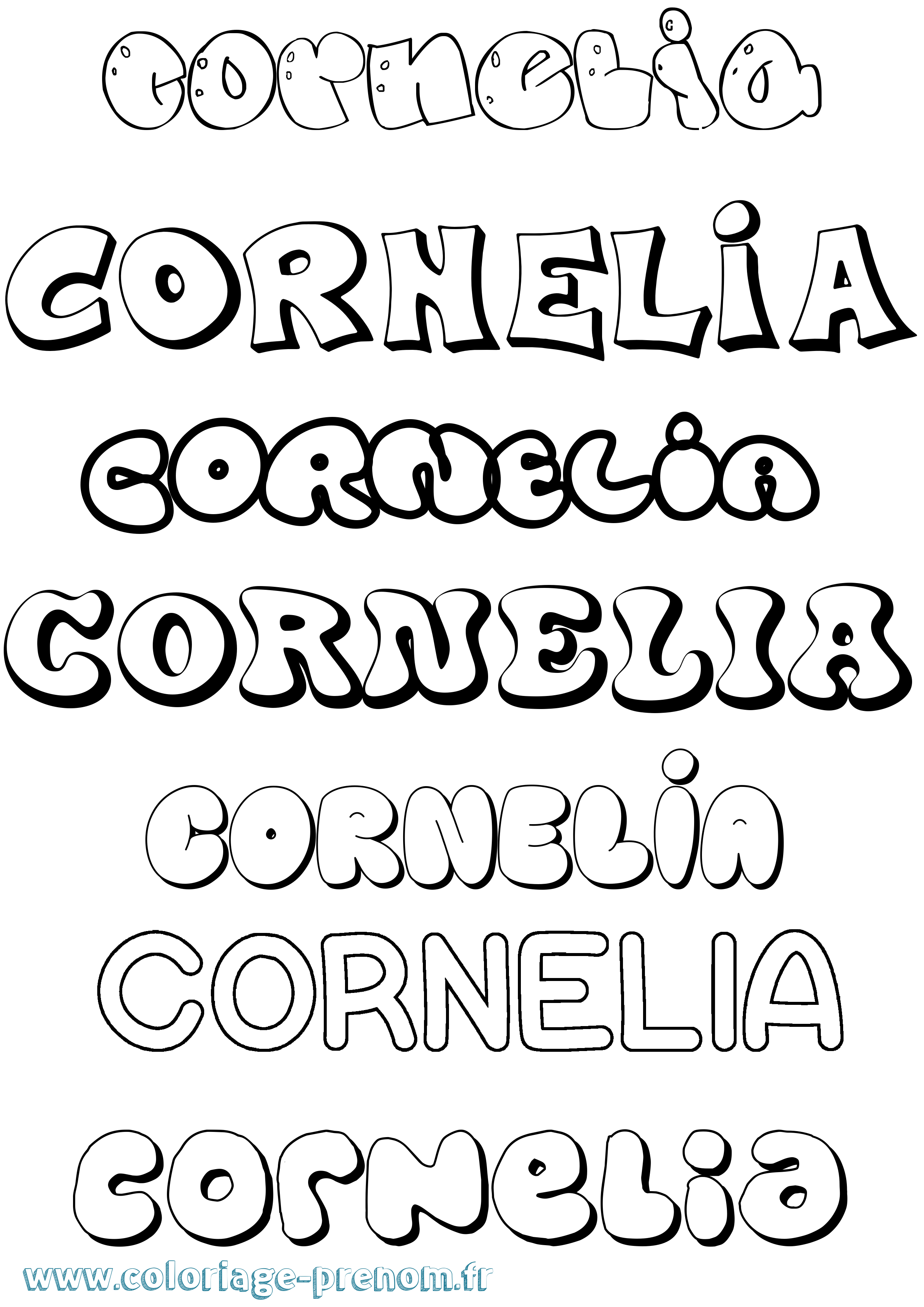 Coloriage prénom Cornelia Bubble