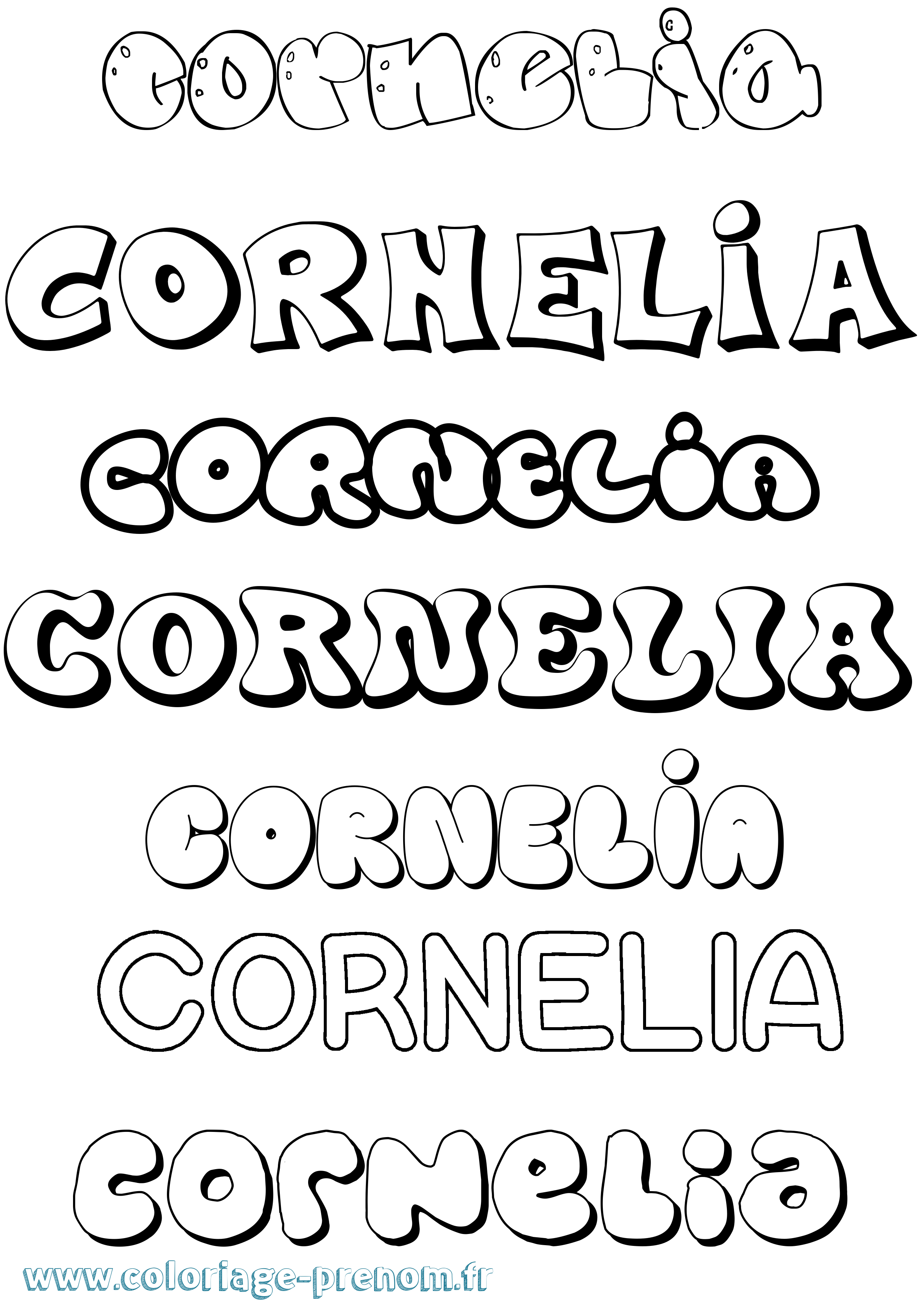 Coloriage Cornelia Bubble Coloriage prénom Cornelia Bubble
